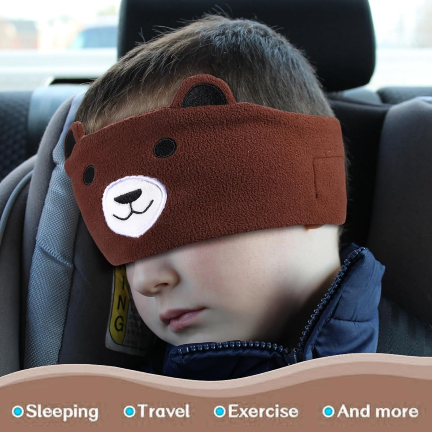 UOEPOWA Kids Headphone Headband, over the Ear Headband Headphones, Super Soft Toddler Headphones with Thin Speakers, Wireless Toddler Earphones Volume Limit to Protect Hearing (Bear) image number 1