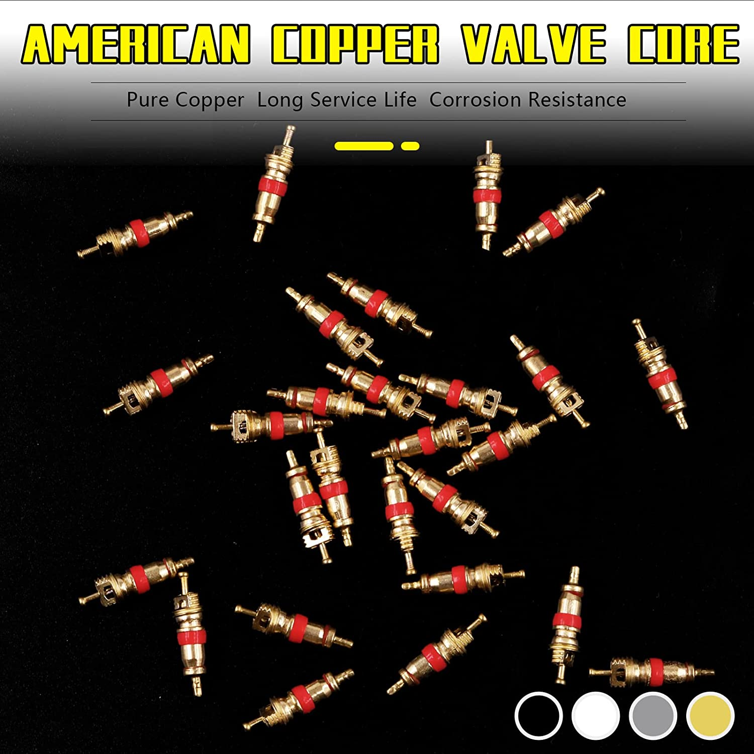 76 Pcs Tyre Valve Stem Puller Tools Set Includes TR412 Snap-In Valve Stems & Caps with Pure Copper Valve Stem Cores, Tire Patch Roller, 4 Way Valve Tool and Dual Single Head Remover image number 1