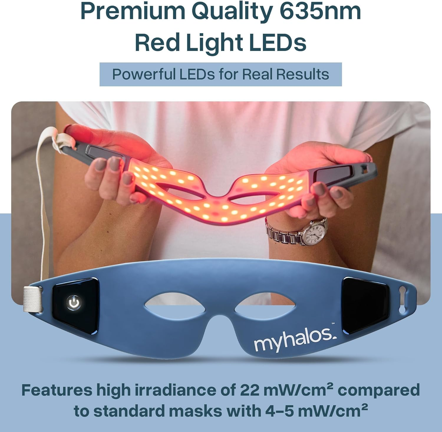 Myhalos&reg; under Eye Red Light Therapy Mask -Advanced Red Light Mask & LED Eye Mask for Wrinkles, Dark Circles & Crows Feet - Therapy for Eyes image number 4