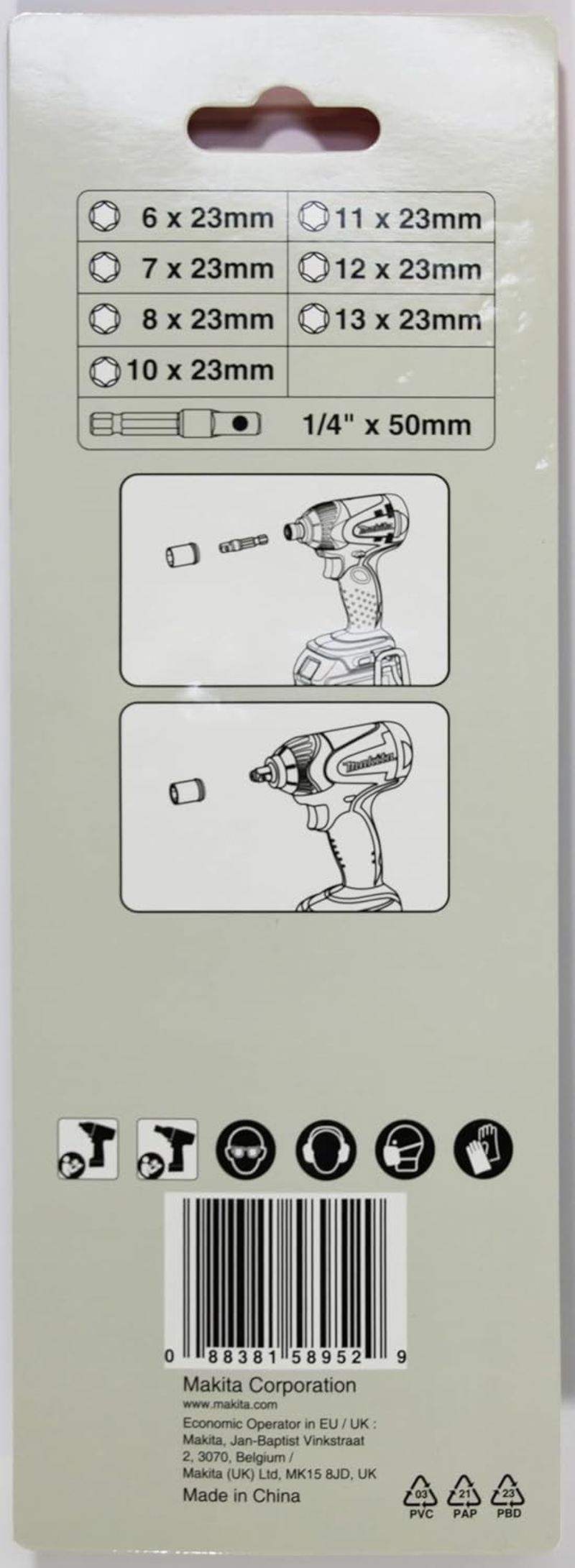 Makita E-12289 8 Piece Impact Socket Set &frac14;&rdquo; Sq image number 1