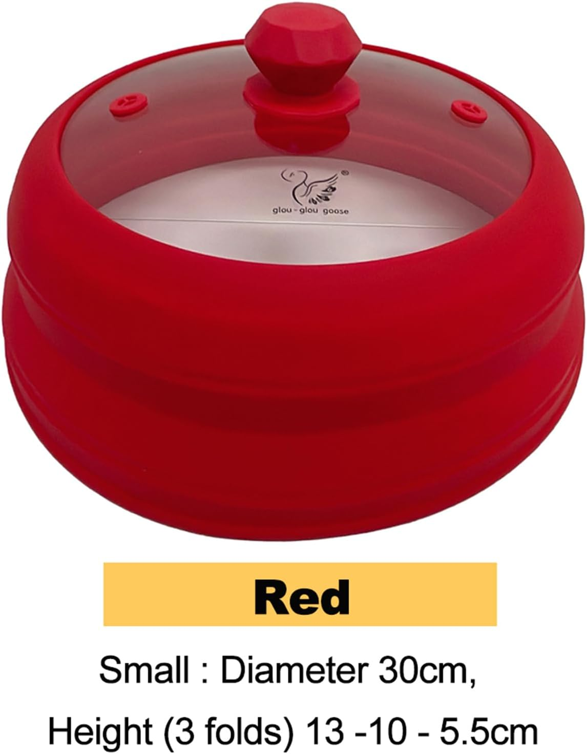 Viviendo Universal Silicone Lid, Collapsible Microwave Tempered Glass Cover and Multifunction Silicone Splatter Guard Lid - Large Red image number 1