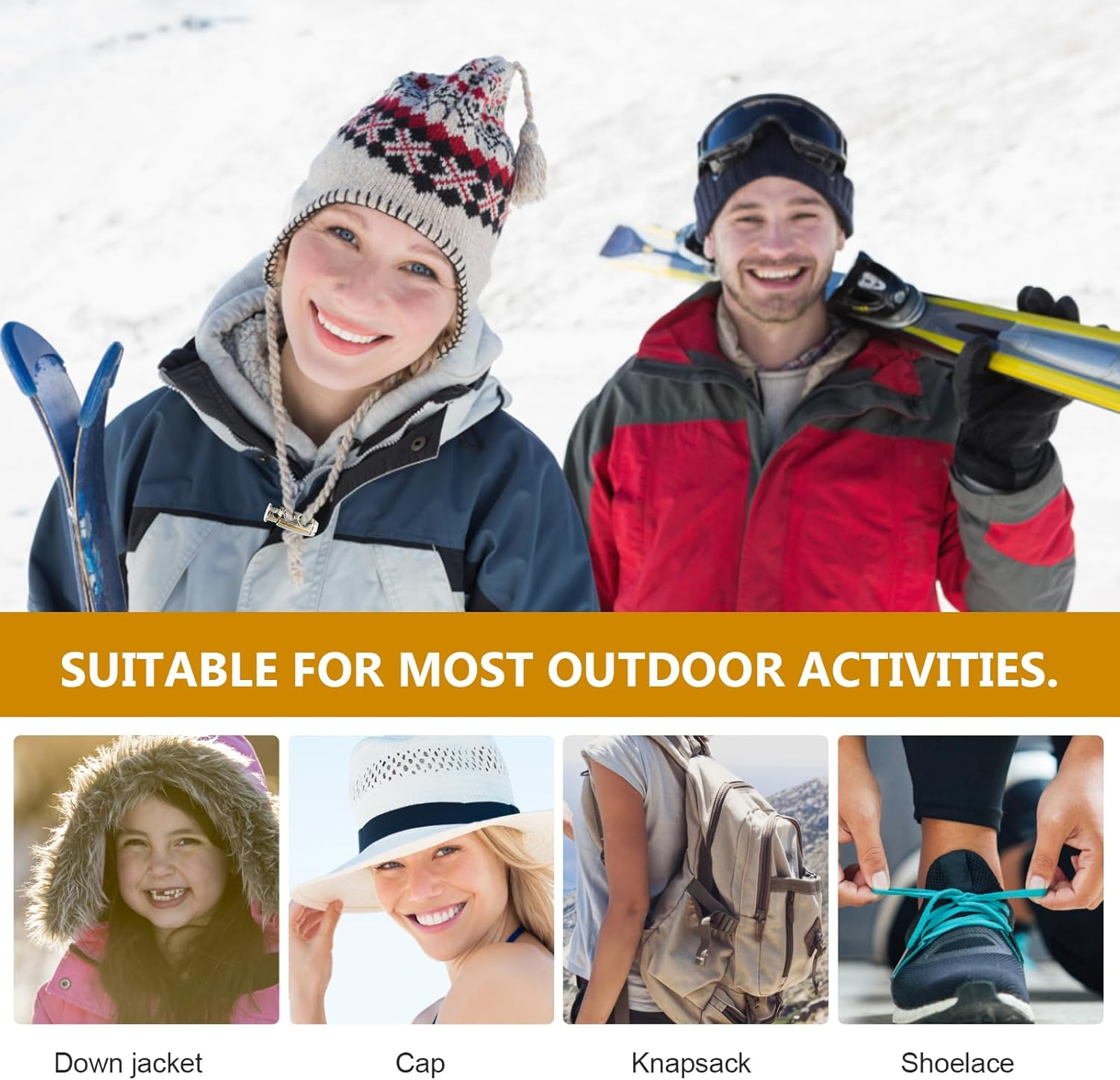 ULTECHNOVO Adjustable Hat Strap Hat Chin Cord Black Windproof Strap Clips Removable Retainers Anti- Lost Straps with Spring Loaded Stop Cord Lock (2Pcs) image number 3