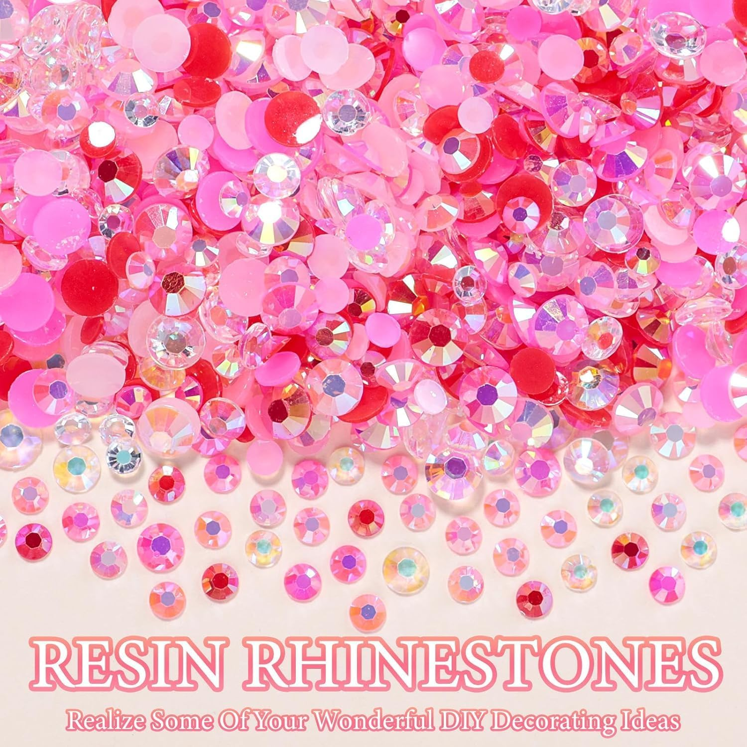12000 Pcs Resin Jelly Rhinestones for Crafting, Multi Sizes Flatback Pink Color Gems, Bedazzling Crystal with Pickup Tool for DIY Crafts Clothing Shoes Fabric Nail Art image number 5