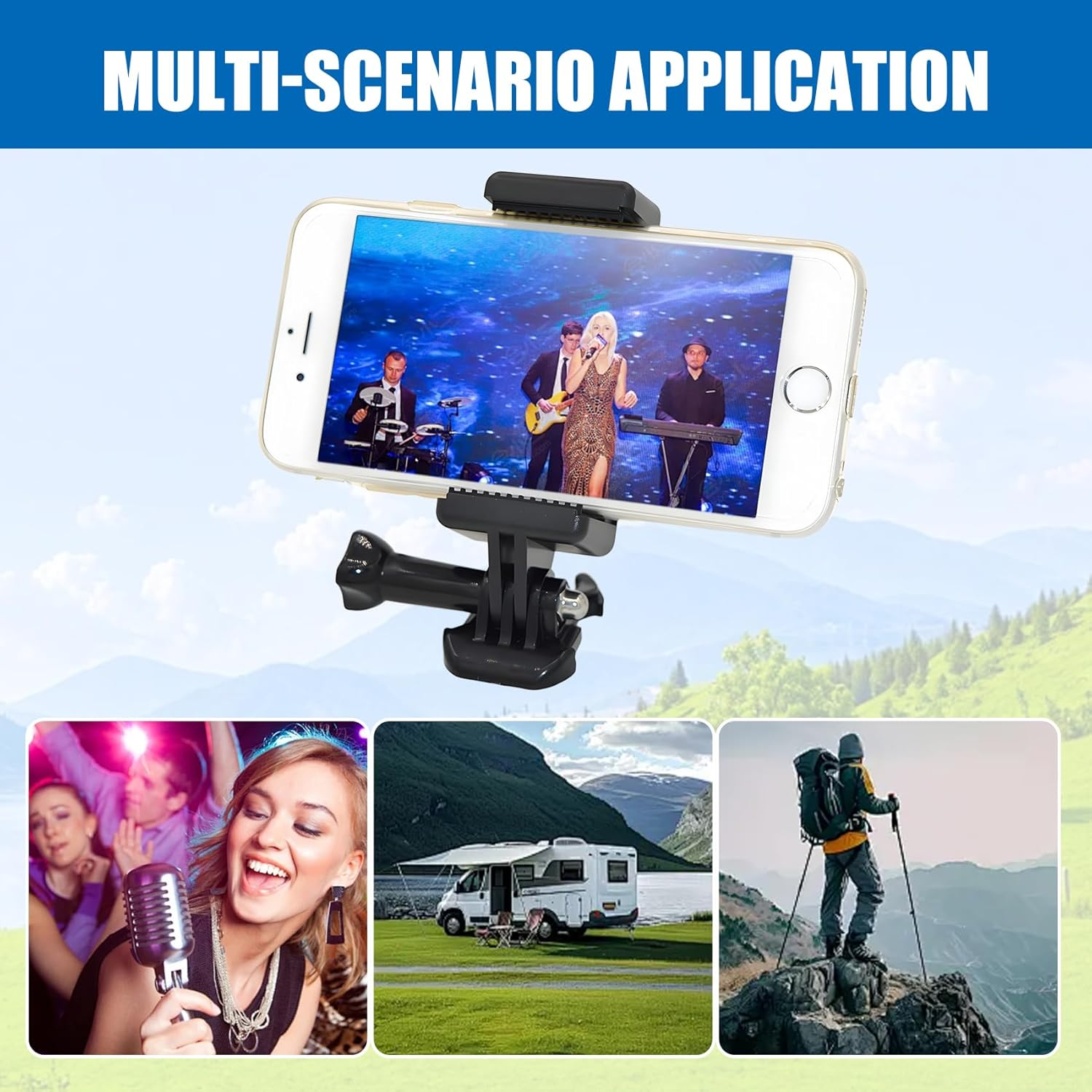 Eforlike 2 Pack Universal Smartphone Holder W/Gopro Style Mount Attachment for Any Phone. Connect Your Phone or GPS to Any Gopro Mount. Compatible with Iphone, Samsung, Google, Tomtom, Etc. image number 5