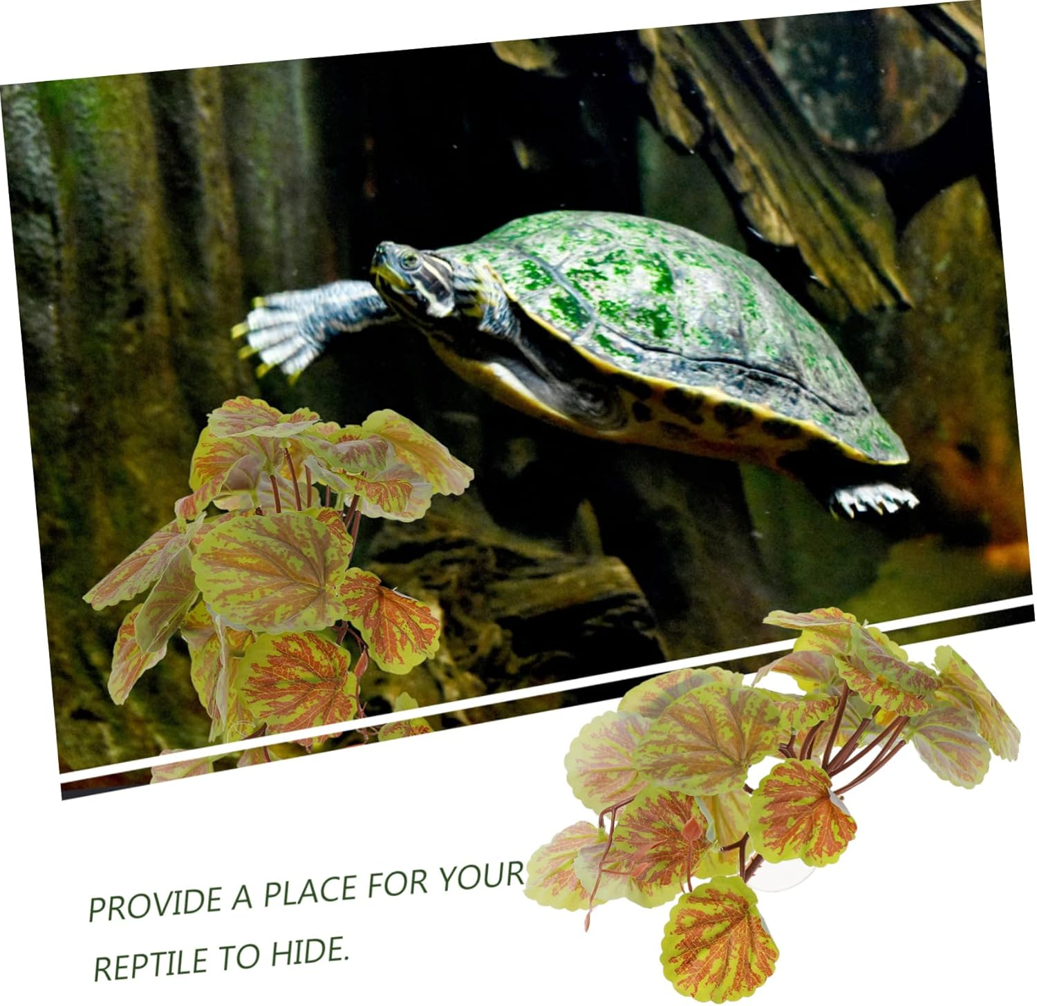 WOONEKY Artificial Aquarium Plant Lifelike Reptile Terrarium Decor with Begonia Leaves Stable Vibrant Plastic Fish Tank Plant for Reptile Tanks and Aquatic Landscapes image number 6