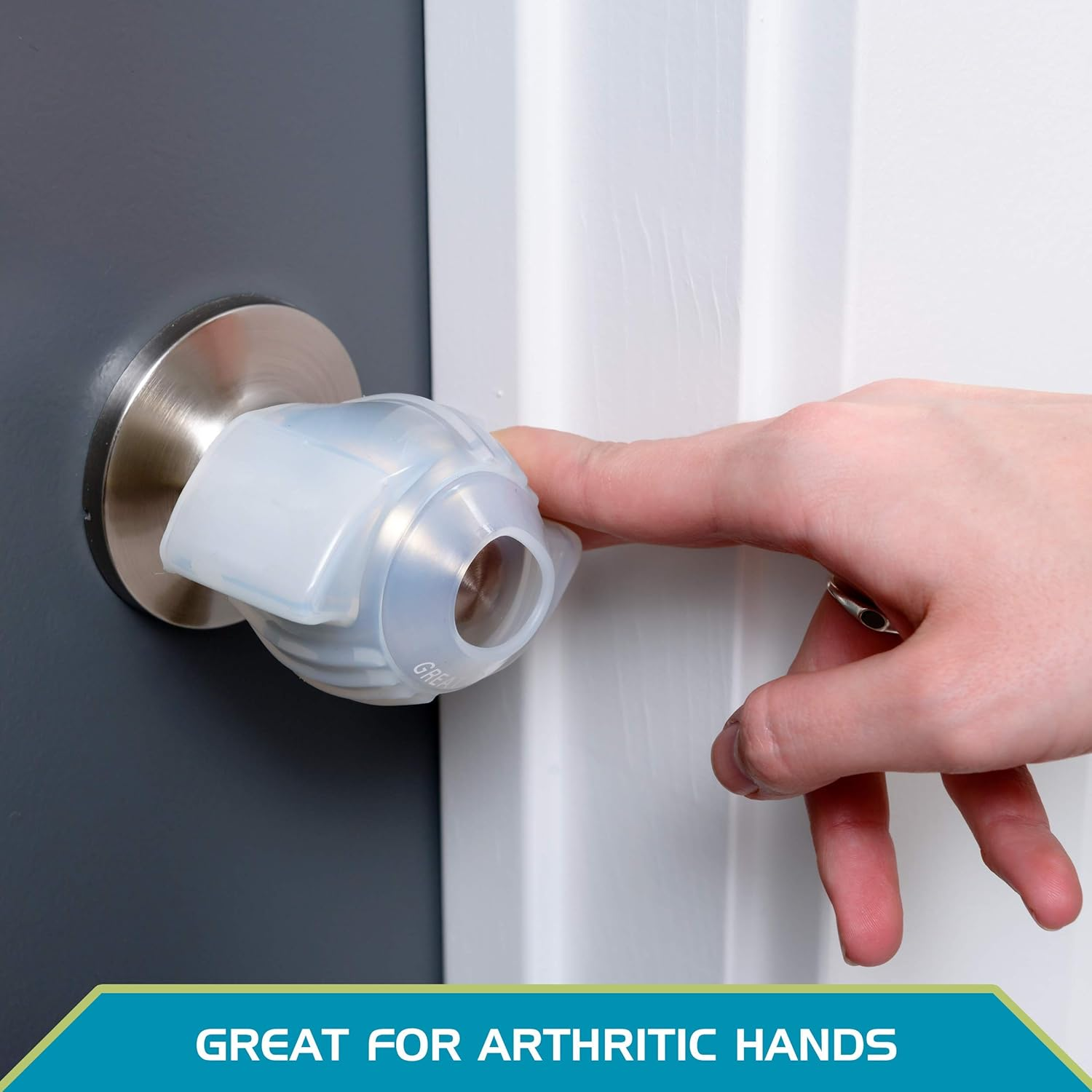 Able Life EZ Doorknob Grips, Arthritis & Senior Living Aid, Open Doors Easily, Set of 2, 2 Count, Clear (8130)