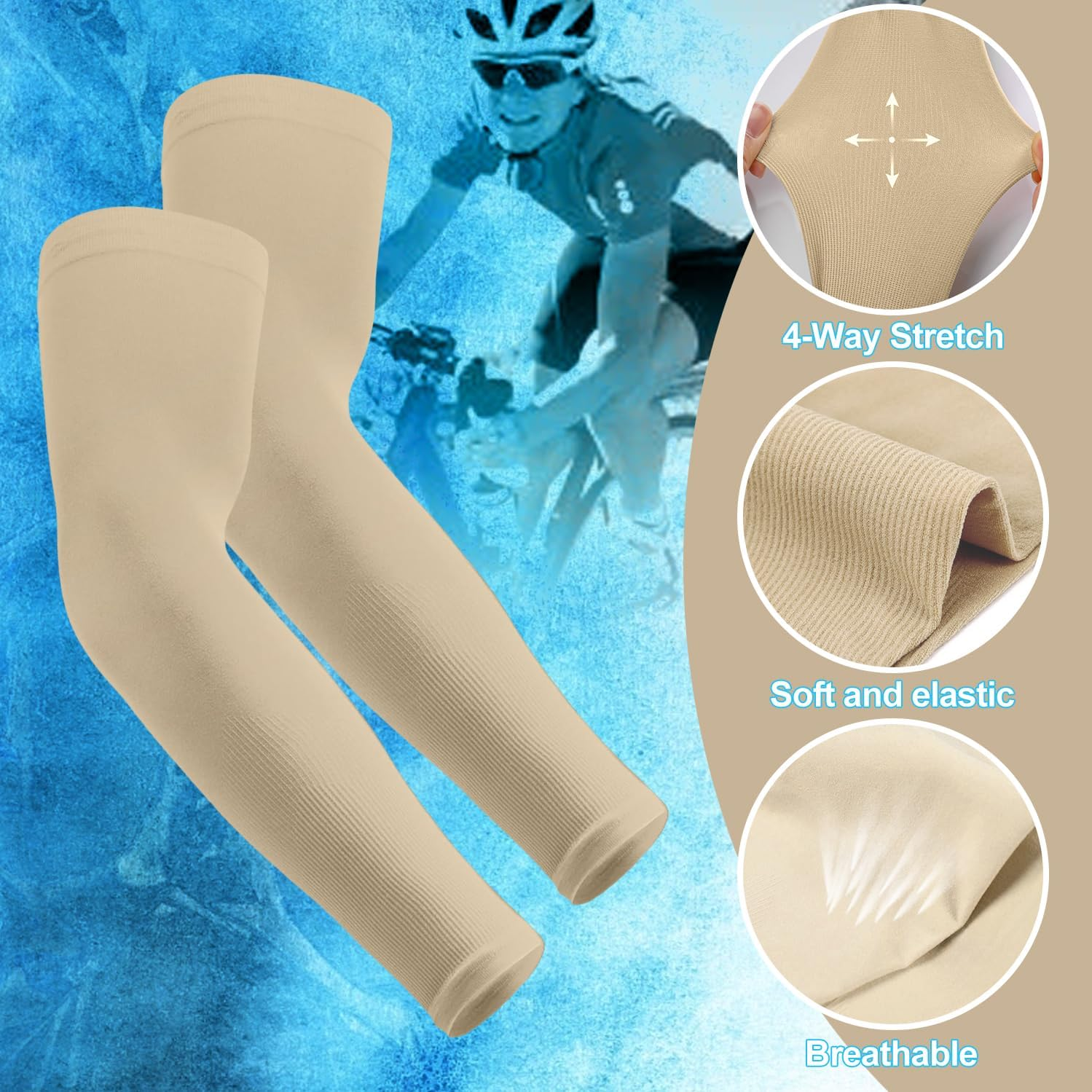 Arm Sleeves for Women Men Youth|Upf 50 Arm Warmers UV Sun Protection Arm Cooling Sleeves, H HOME-MART One Size Sun Protection Arm Sleeve Cover Tattoo image number 6