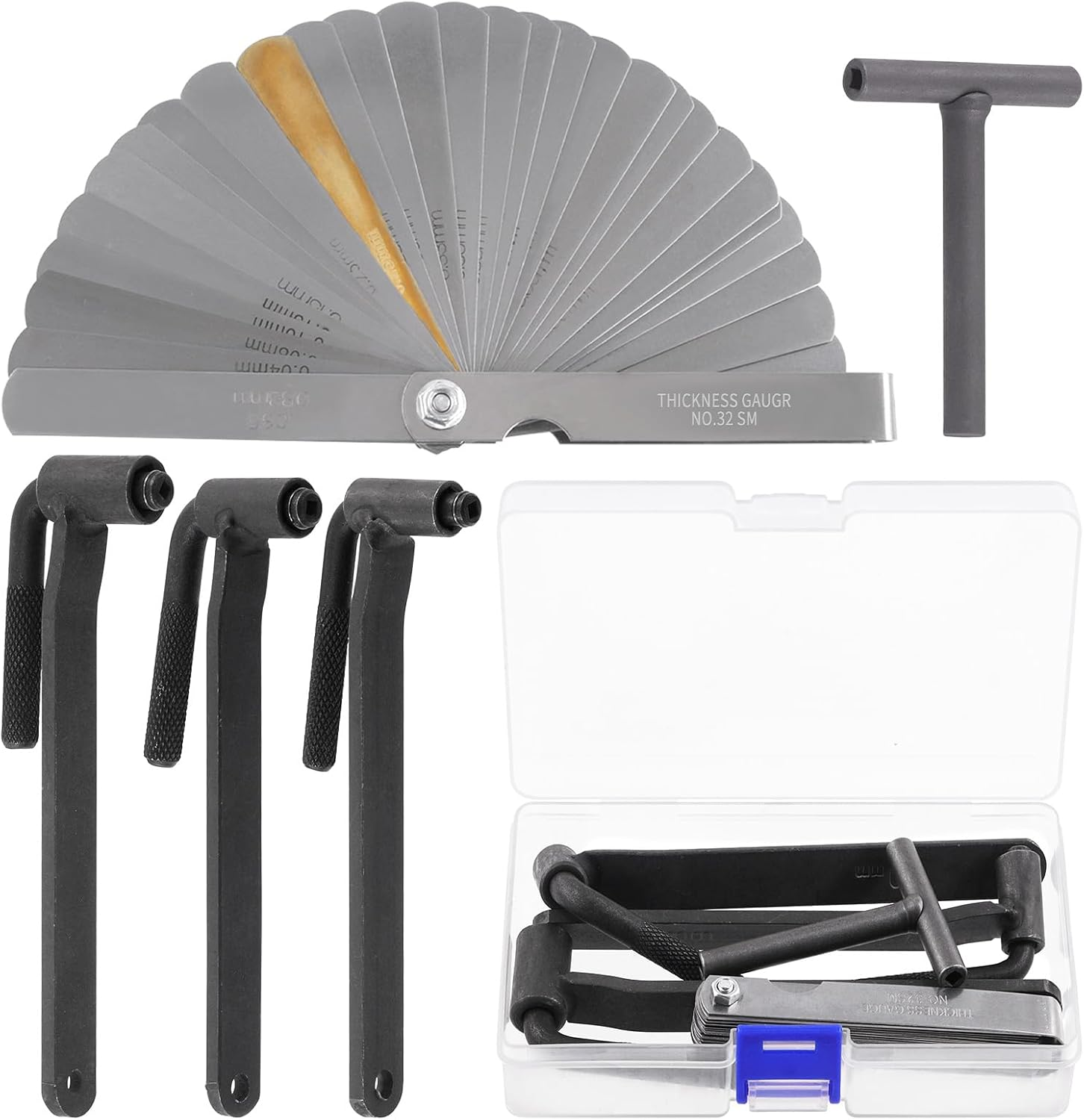 Glarks 5Pcs Motorcycle Engine Valve Screw Adjustment Tool Kit, 3Pcs 8Mm 9Mm 10Mm Engine Valve Screw Spanner Engine Valve Screw Wrench and Straight Feeler Gauge for Motor Engine Valve Screw image number 6