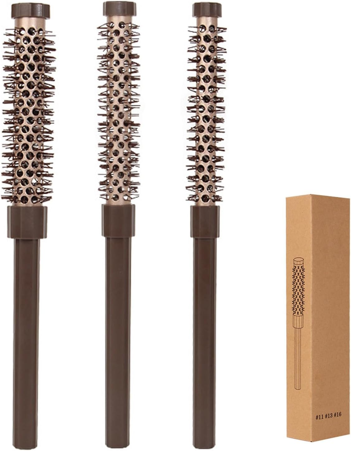 Small round Brush 3-Piece Set for Blow Drying Hair-Volumizing Blow Dryer Brush for Women & Men,Soft Cushion for Short Hair,Bangs,Roots,Curling & Straightening (Small) image number 1