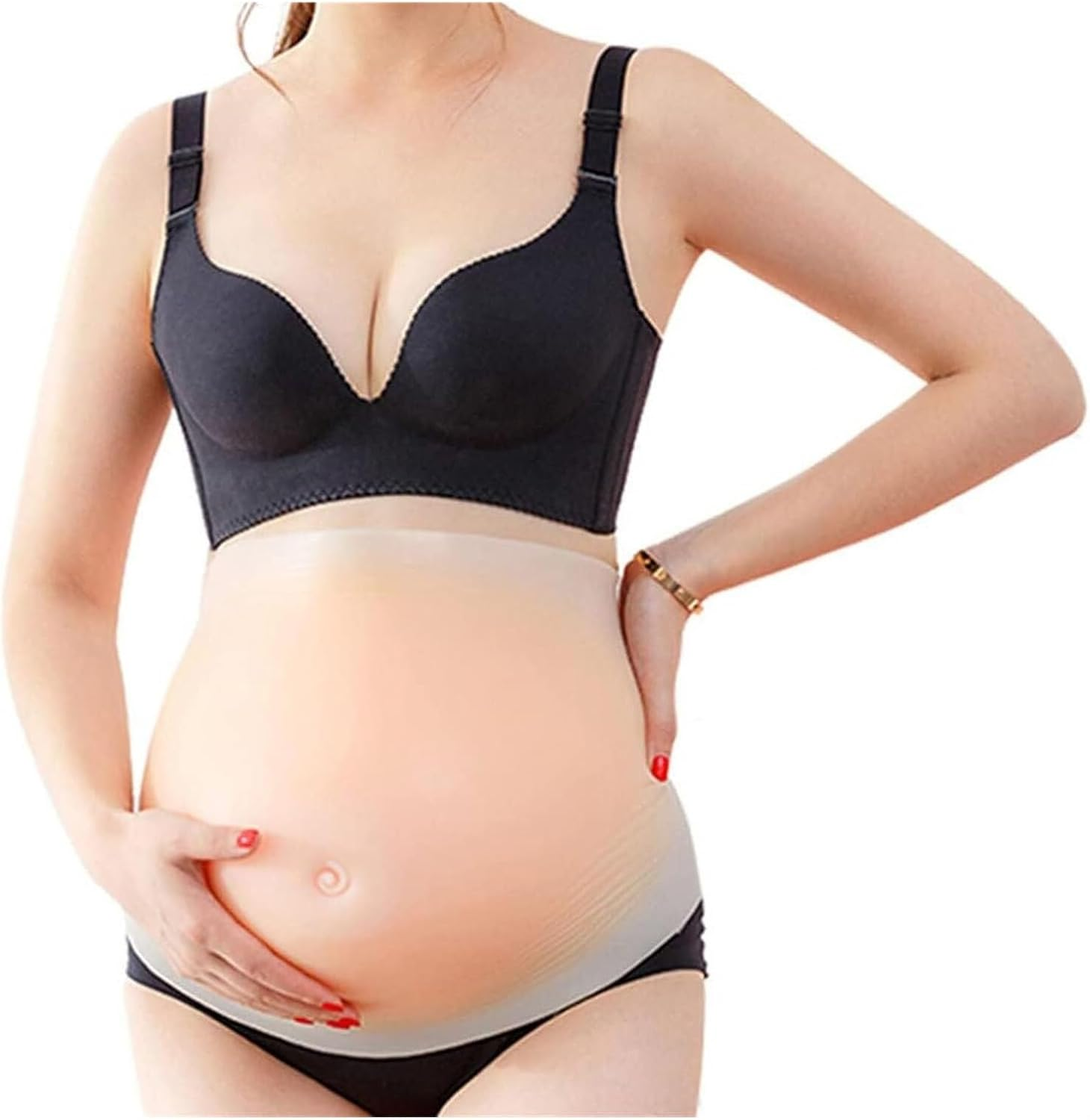 Realistic Silicone Maternity Bump - Adjustable Fake Pregnancy Belly for Cosplay, Stage & Film Props | Lightweight, Breathable | 6 Sizes (2-10 Months, Twins)(6Monthstwins) image number 5