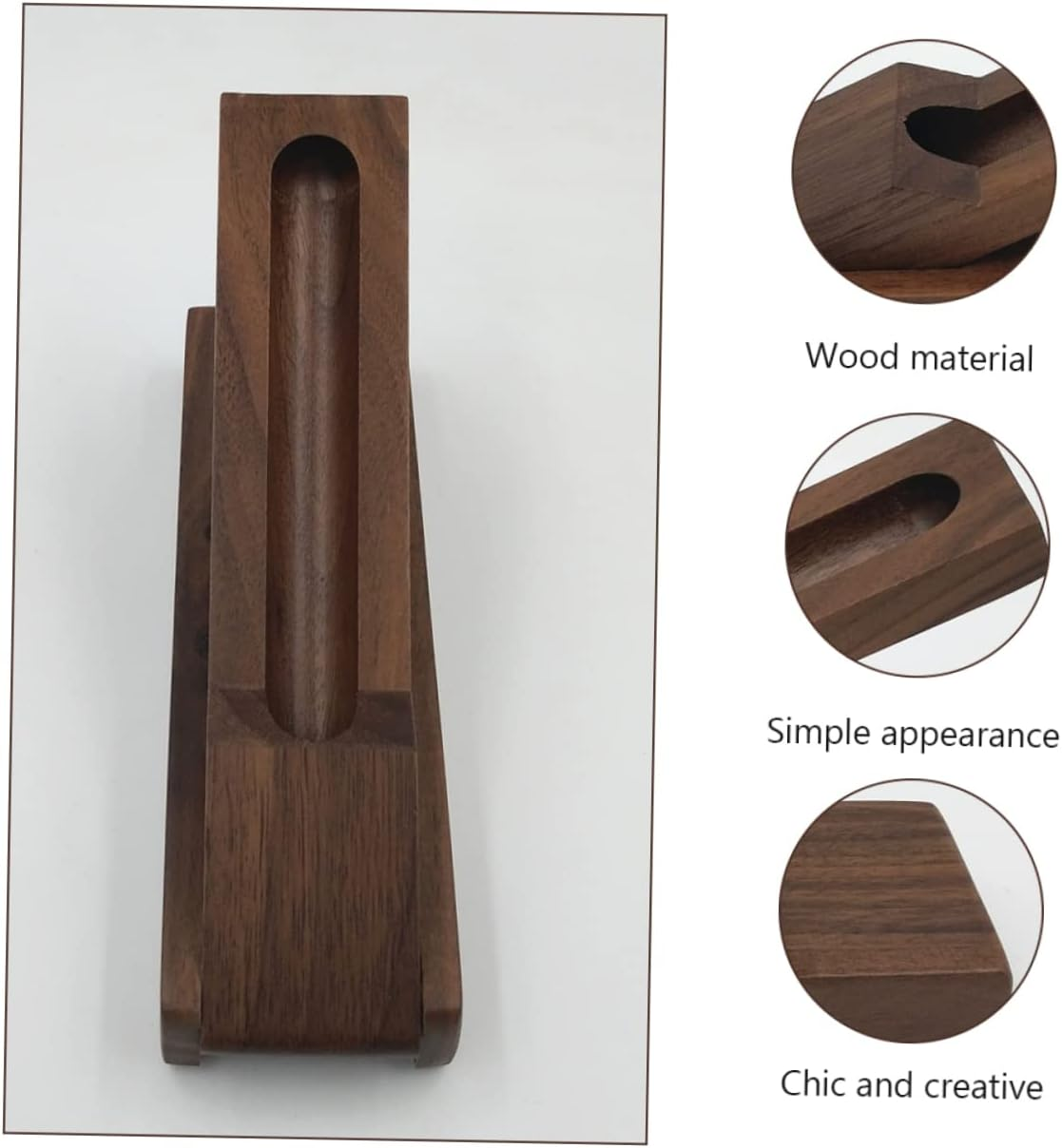 BCOATH Wooden Pencil Box Pen Case Walnut Natural Color Stationery Case Desk Organizer for Office and School Storage image number 5