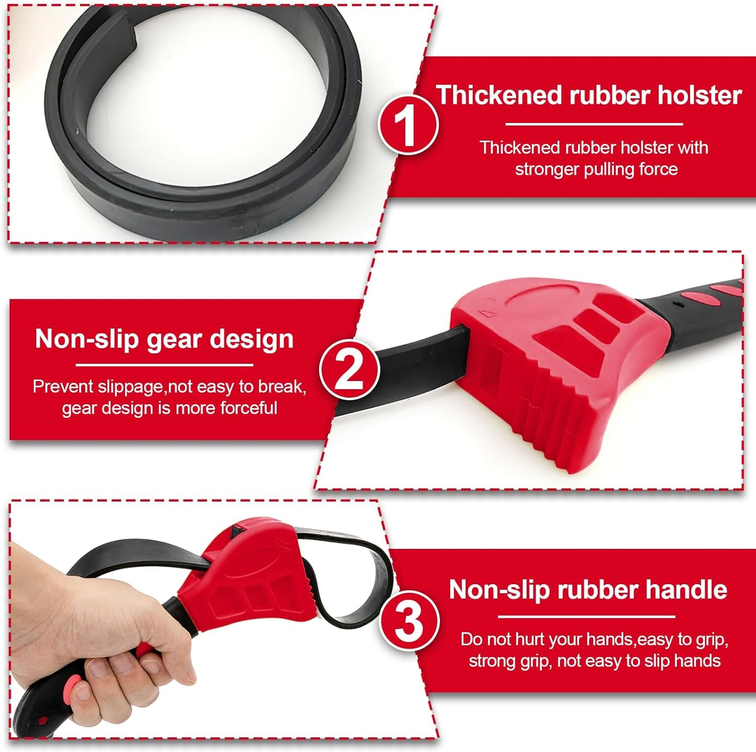 Strap Wrench Set, 2 Pcs Adjustable Rubber Strap Wrench, Oil Filter Wrench for Jar Opener, Pipe Wrench image number 1