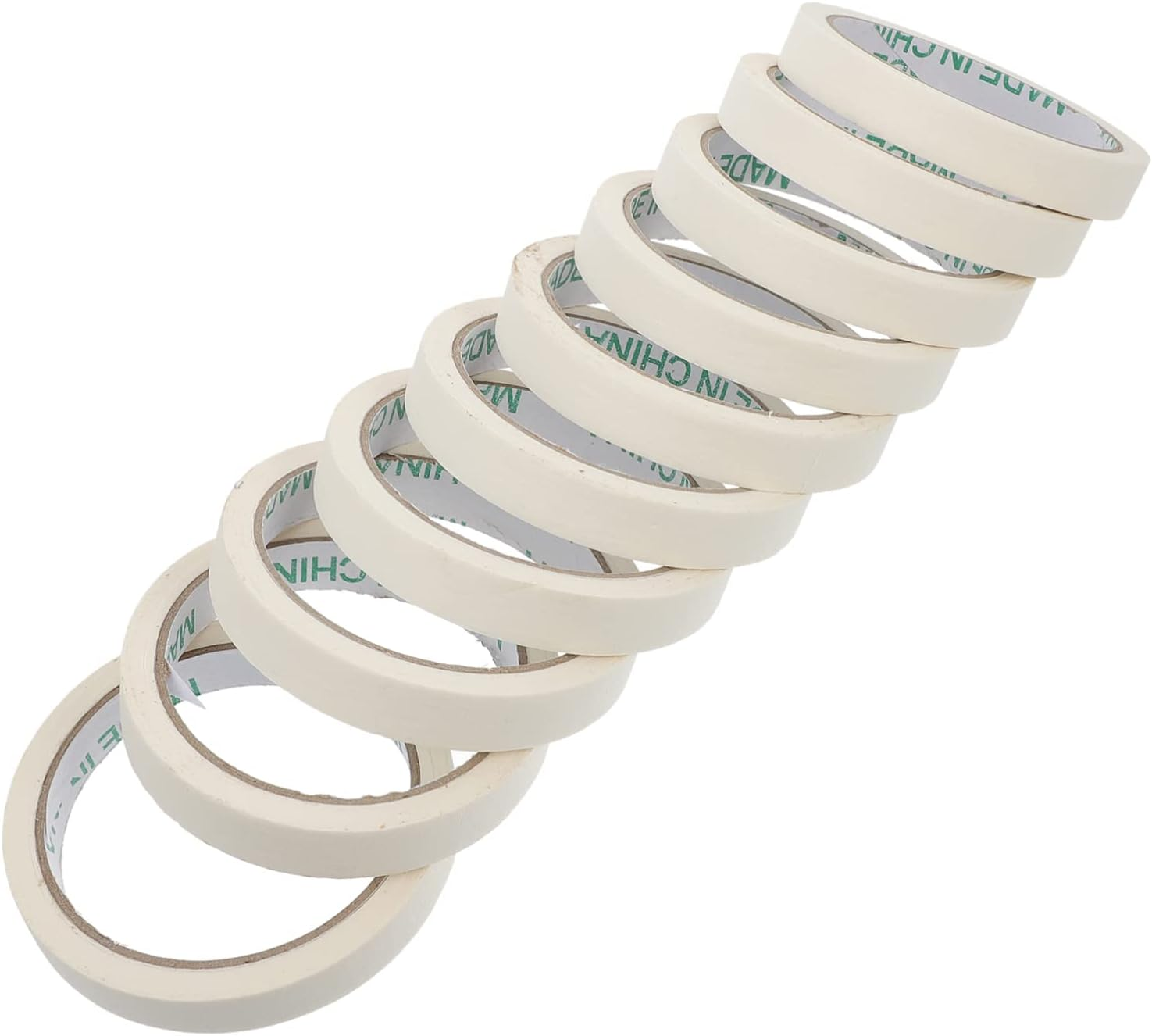 10Pcs Single Side Crepe Masking Tape Easy-Tear Adhesive Paper for Spray Spraying and Home Use No Residue Hand-Tearable Repositionable image number 3