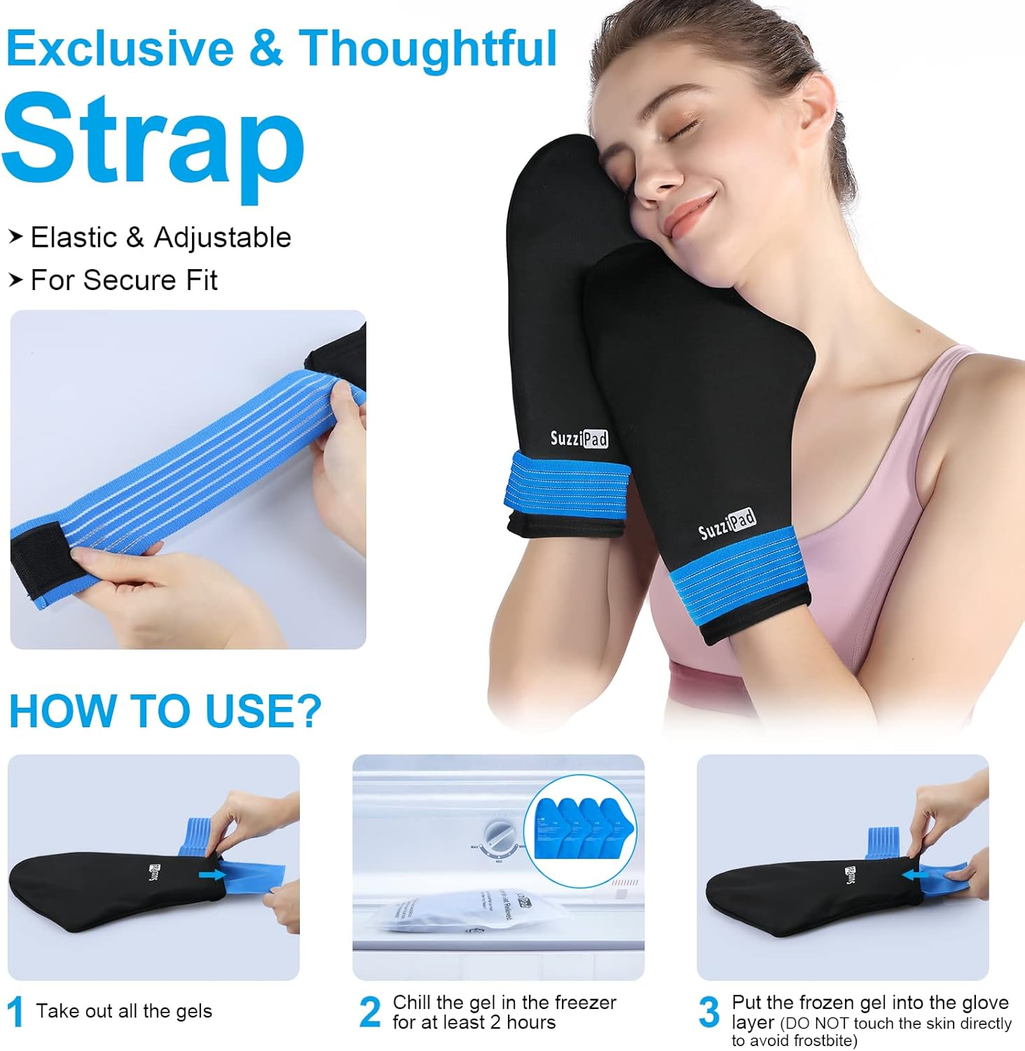 Suzzipad Cold Therapy Socks & Hand Ice Pack, Cooling Gloves for Chemotherapy, Chemo Care Package for Women and Men, S/M image number 1