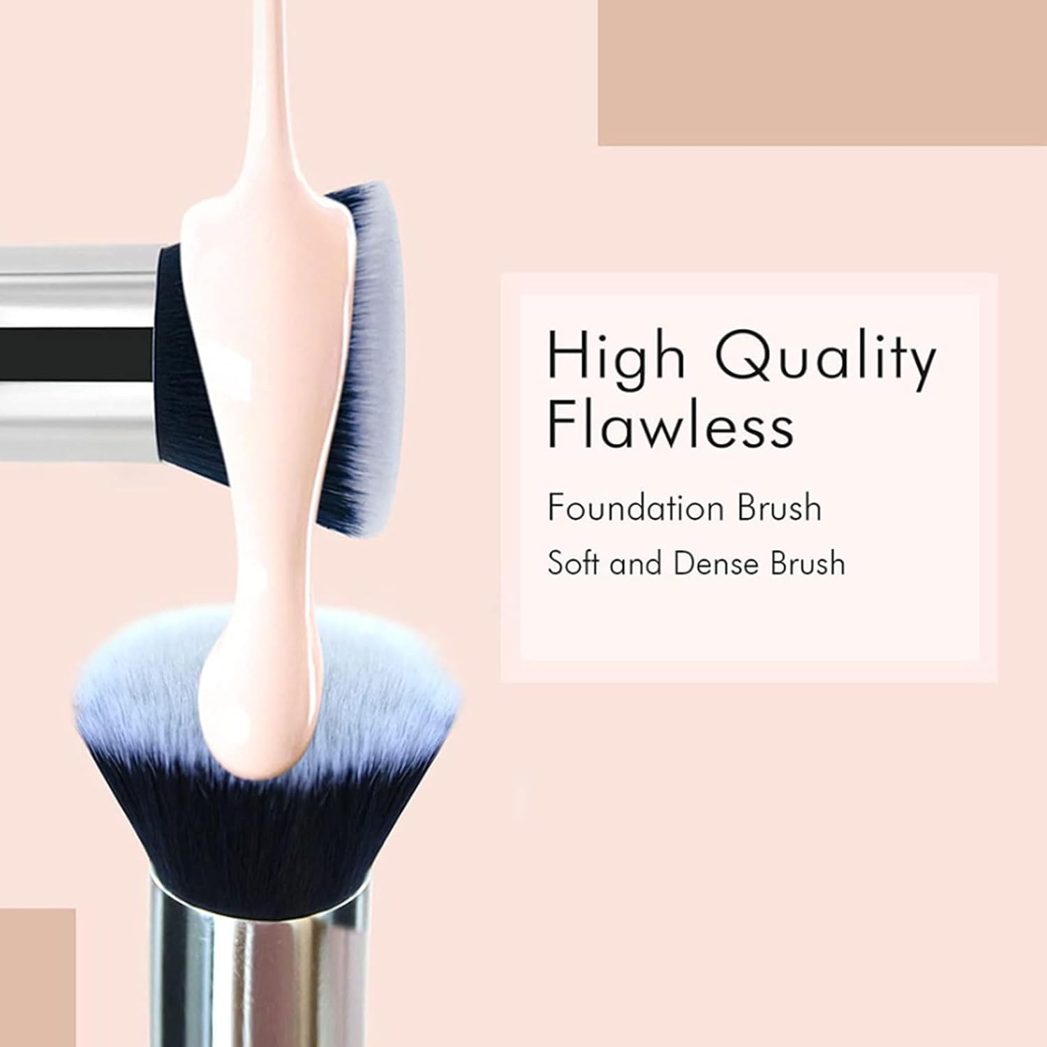 RIBHNXHI Flat Top Kabuki Foundation Brush for Liquid Makeup Professional Grade Large Face Brush for Buffing and Blending Mineral Powder Cosmetics Black image number 5