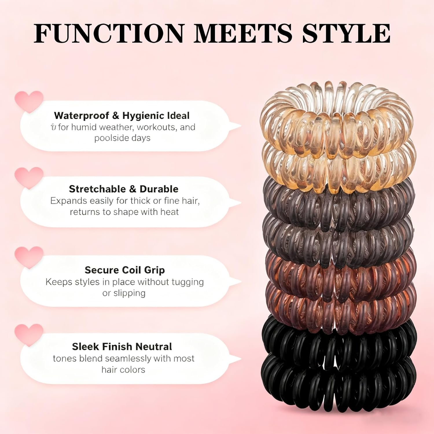 Spiral Hair Ties&mdash;Dent-Free Coil, Soft Build&mdash;For Secure yet Gentle Hair Styling, Daily Outings&mdash;Great for Busy Women, Fitness Lovers&mdash;Includes Spiral Hair Ties (16Pcs, 4 Hues) image number 4