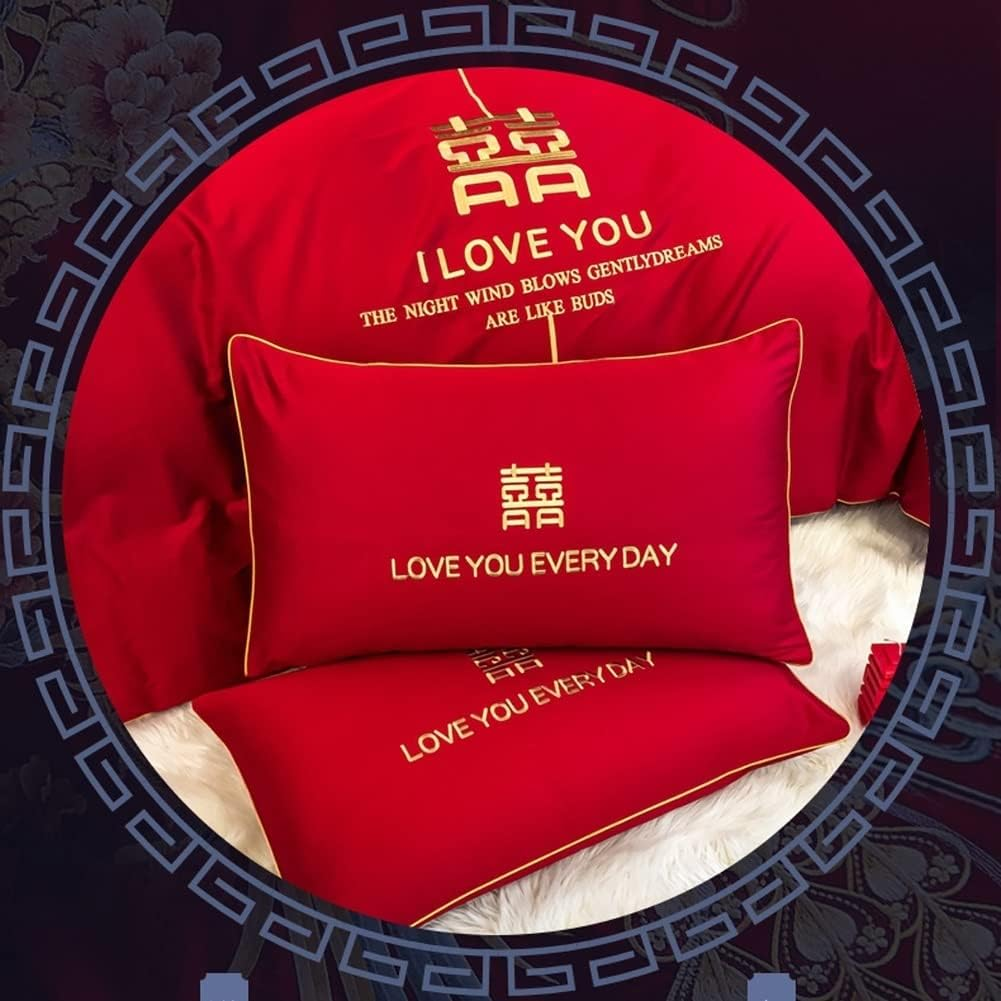 Red Duvet Cover King Full/Double Size Solid Comforter Cover Soft and Breathable Red Bedding Set with Zipper Closure with 1 Fitted Sheet and 2 Pillow Shams (Color : I, Size : 220X240-200X220Cm) image number 2