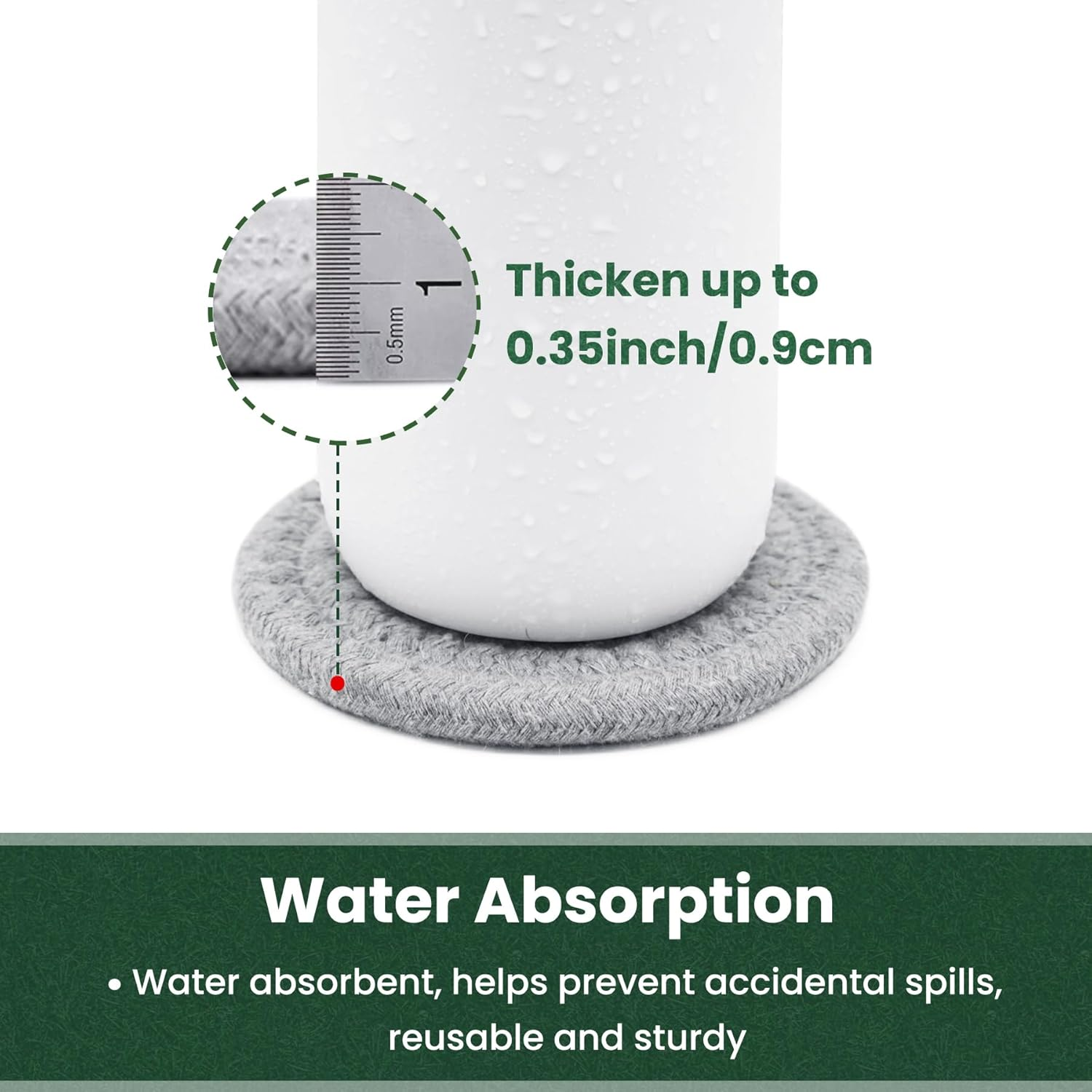 Drink Coasters with Holder, Thick Woven Drinking Coasters for Kinds of Cups, Absorbent Coaster Sets for Tabletop Protection, Home Decor for Table, Coasters Set of 6 image number 5