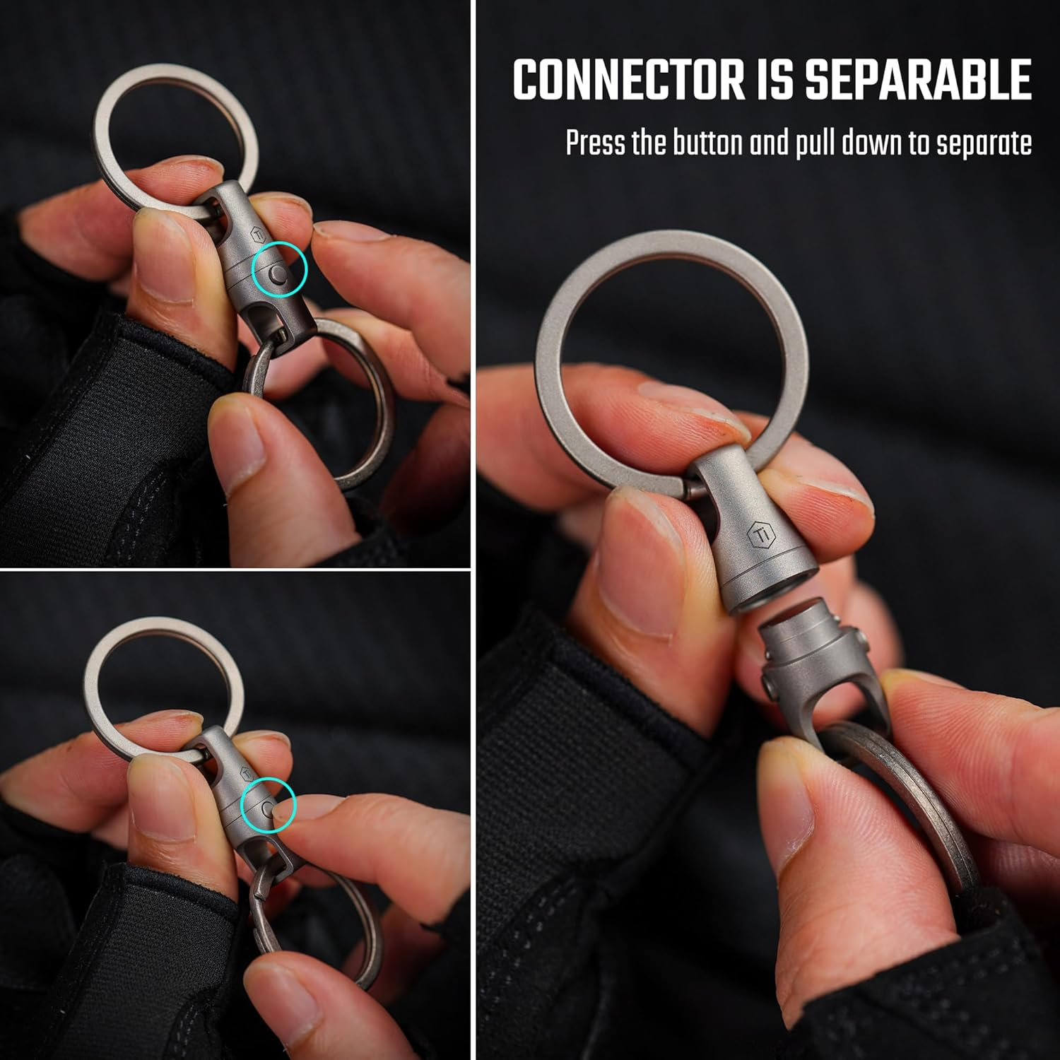Keyunity Titanium Detachable Magnetic Keychain Connector 2Pcs,Double-End Key Ring Holder,Titanium Rotatable Key Linker