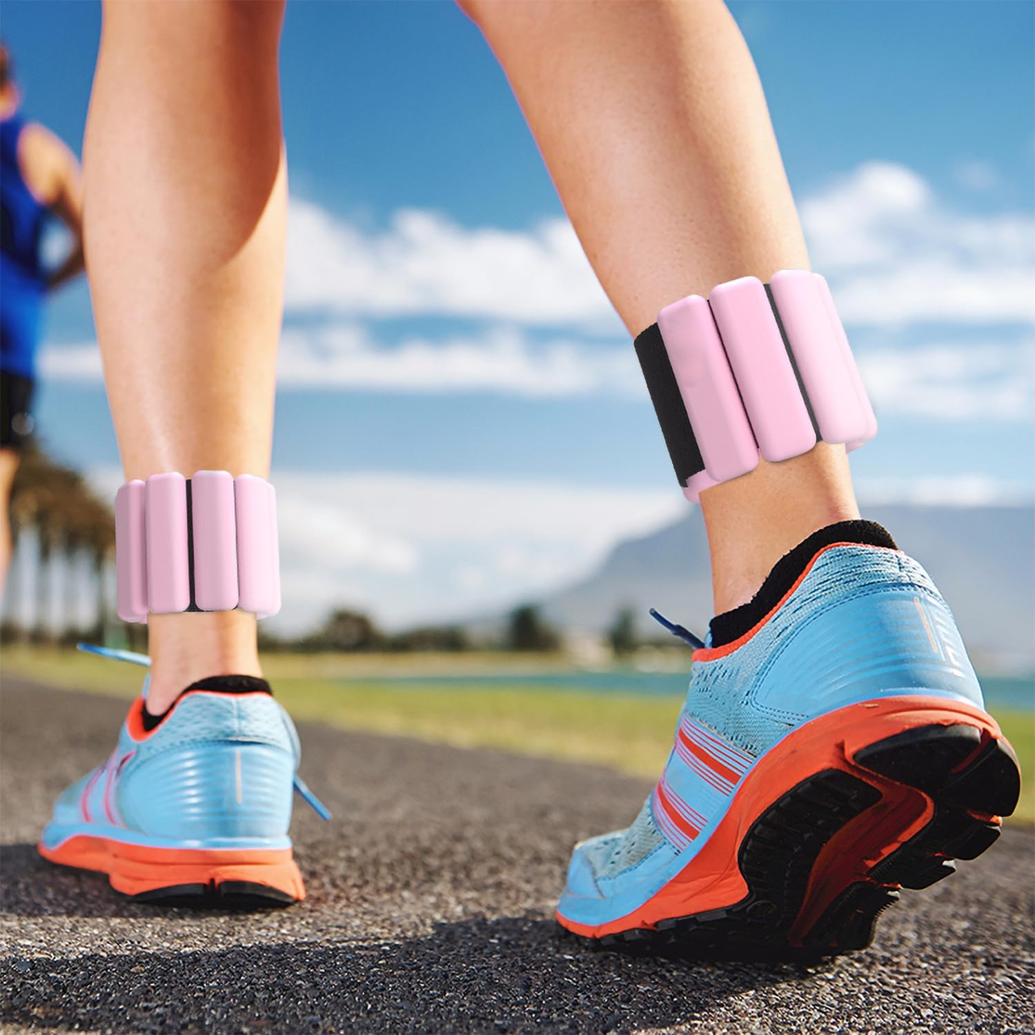 Wrist Ankle Arm Leg Weights Set of 2 (1Lb/Pcs) Adjustable Wearable Ankle Weights Silicone Wrist Bangles Fitness Equipment for Walking, Yoga, Dance, Barre, Pilates, Cardio, Aerobics, Jogging image number 4