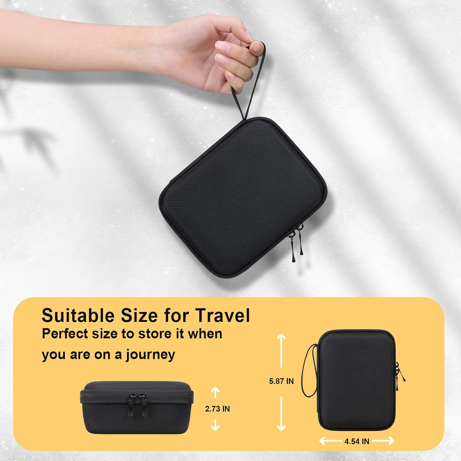 BOVKE Travel Case for Portable Handheld Inhaler Nebulizer Machine, Storage Holder Compatible with Asthma Handheld Mesh Atomizer for Adults and Kids Breathing Problem, Black (Case Only) image number 5