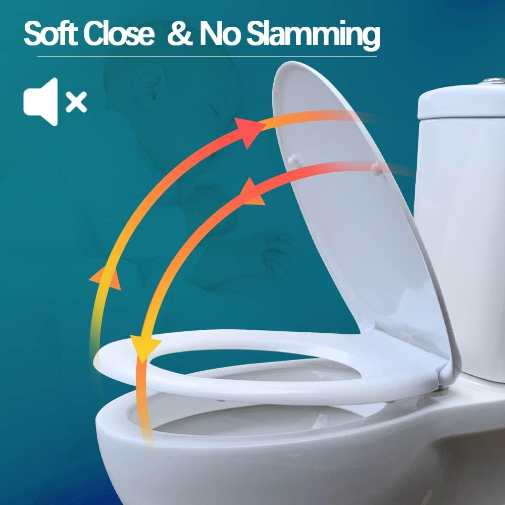 Toilet Seat White Thicken Heavy Duty Quick Release Oval Toilet Lid with Stainless Steel Hinge Elongated Toilet Seat Replacement for Standard Oval (Oval Soft Close Quick Release 01) image number 5