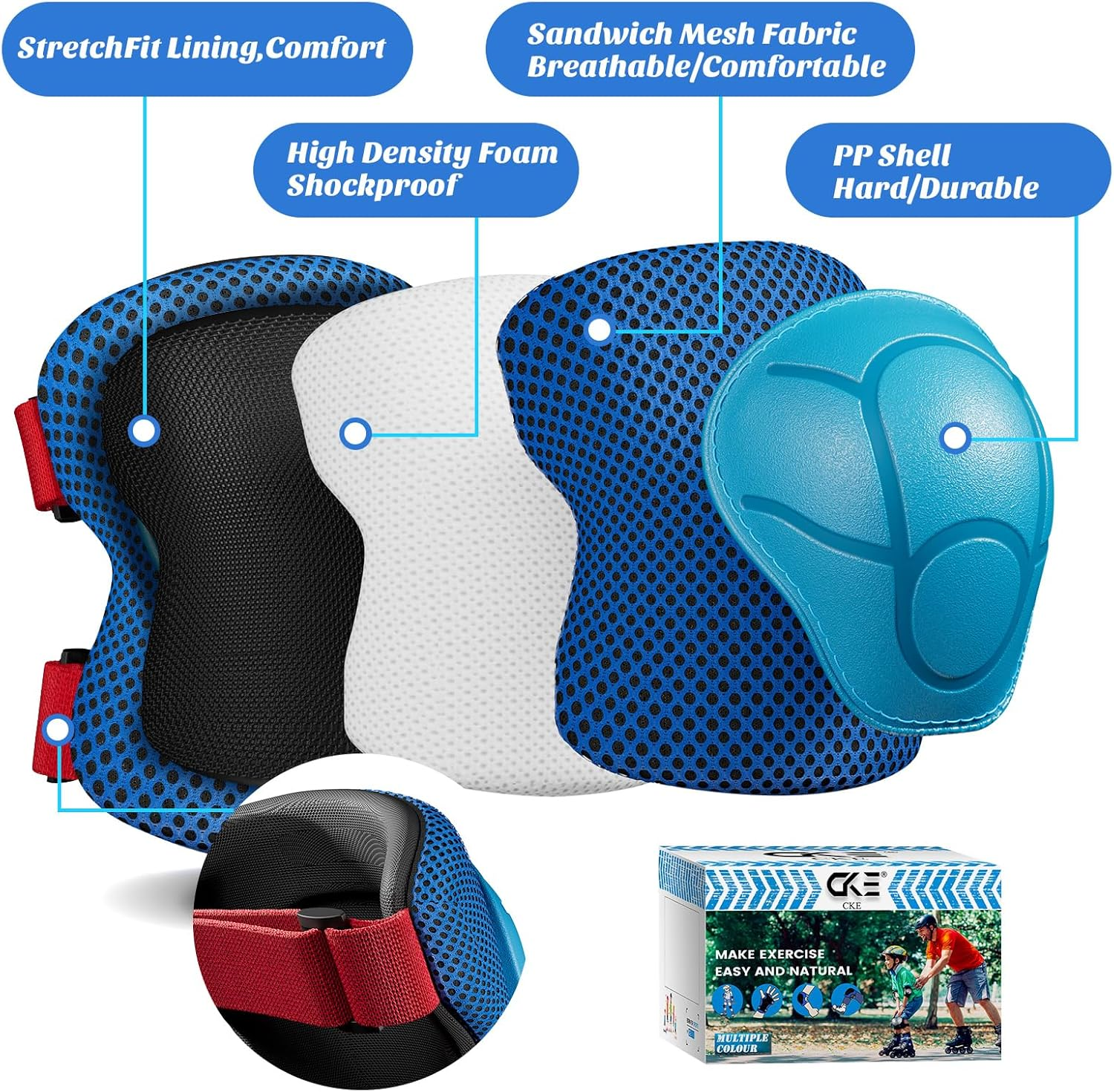 CKE Kids/Youth Knee Pad Elbow Pads Guards for Boys Girls 2-14 Year Old Kids Protective Gear Set for Skating Cycling Bike Rollerblading Scooter image number 2