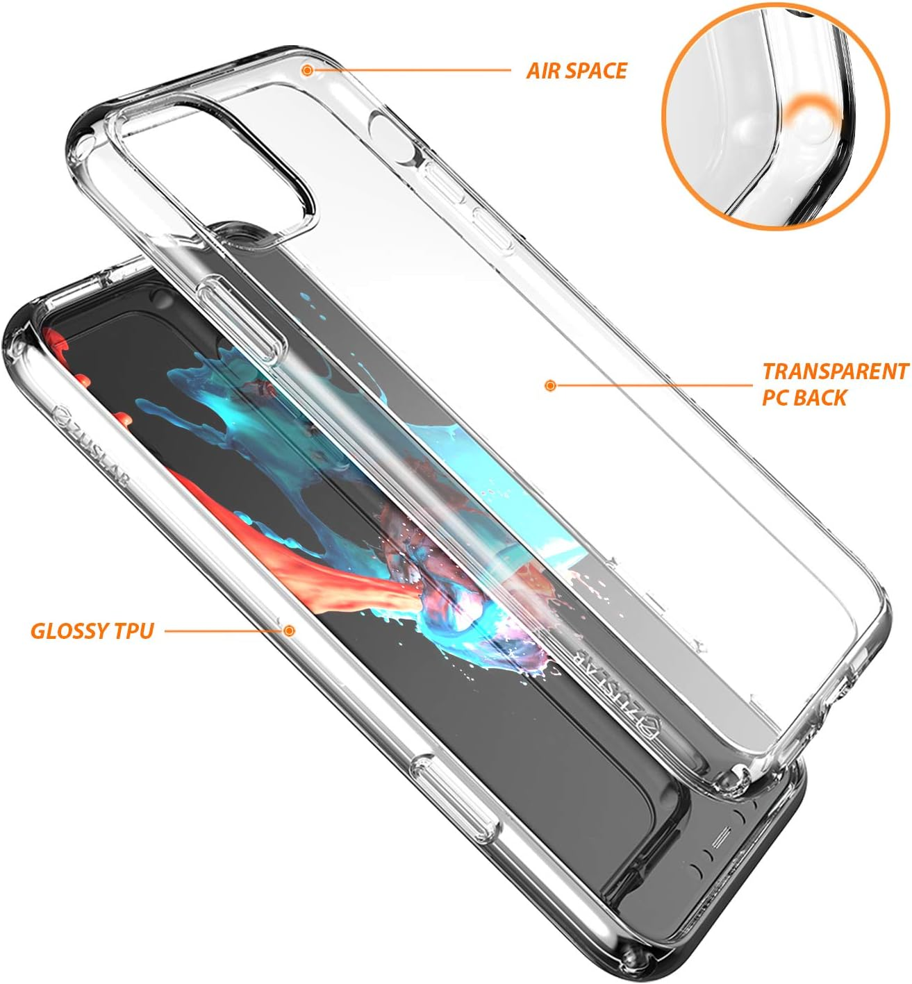 ZUSLAB Tough Fusion Case Compatible with Apple Iphone 11 Shock Absorption Rubber Bumper Protective Case Transparent Hard Back Clear Cover - Clear image number 4