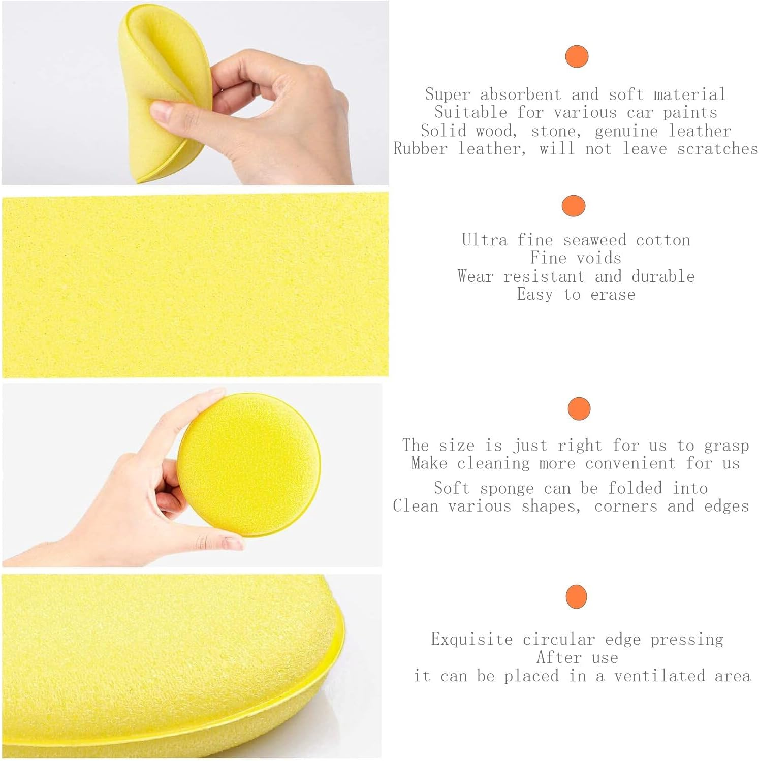 Hysgscwd 36Pcs round Shaped Car Wax Polish Sponge, Car Foam Detailing Applicator Pads, Soft Microfiber Car Polishing Sponges Applicator Pad, Waxing Polish Foam Sponge Vehicle Cleanning Applicator Pads image number 6