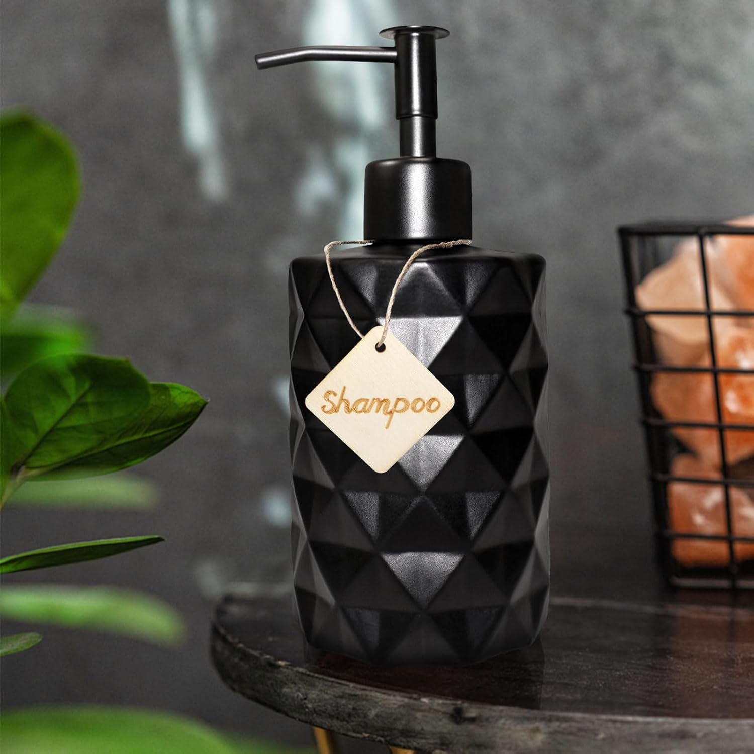 Set of 2 Glass Washing-Up Liquid Dispenser, Soap Dispenser Matte Black with Tray, Soap Dispenser Set, Hand Soap Dispenser, Shower Gel Dispenser for Kitchen, Bathroom, Shampoo, Lotion image number 2