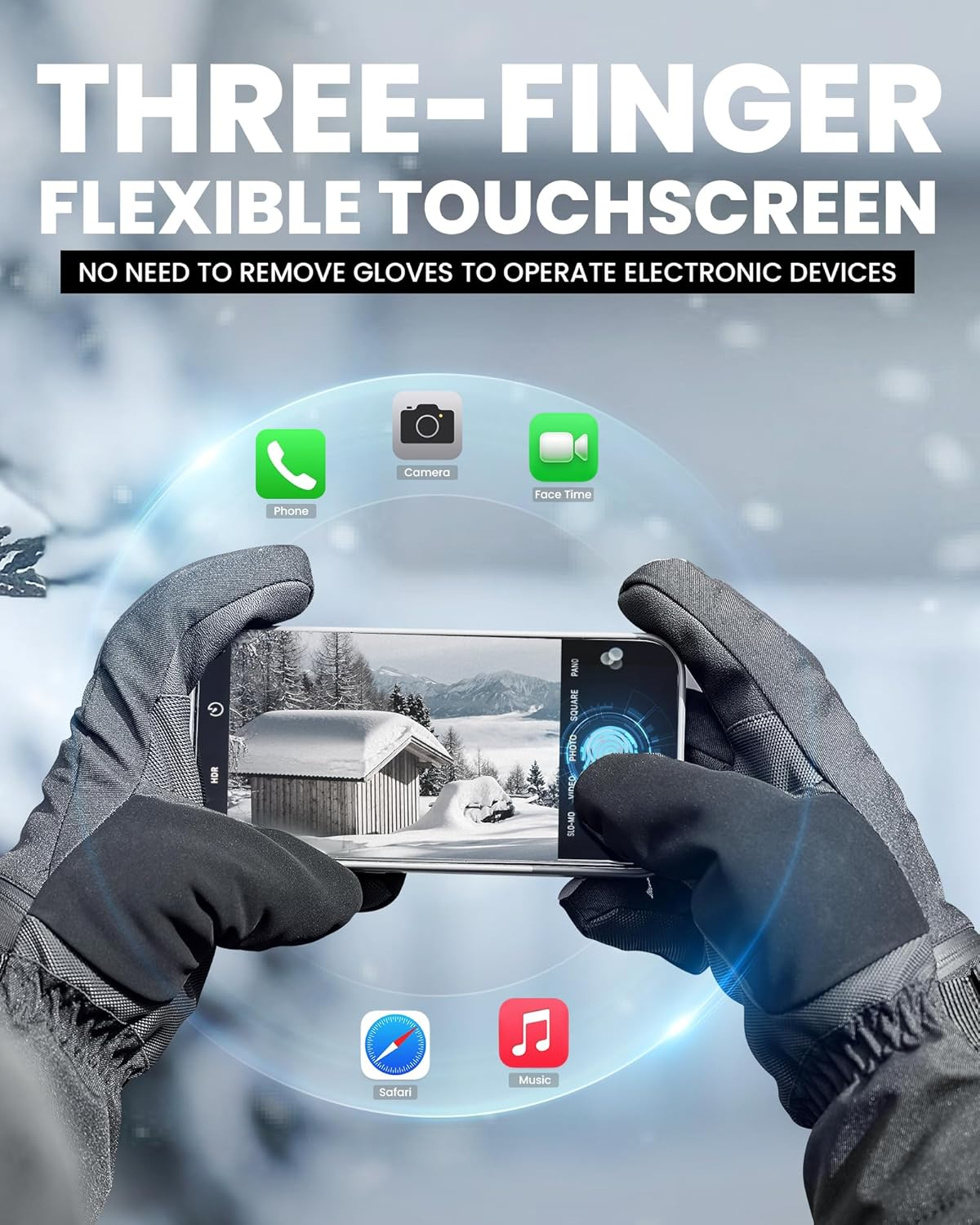 Outdoormaster Ski Snow Gloves for Women & Men - 3M Thinsulate Waterproof Snowboard Winter Warm Windproof Snowmobile Gloves with Double-Pocket image number 6