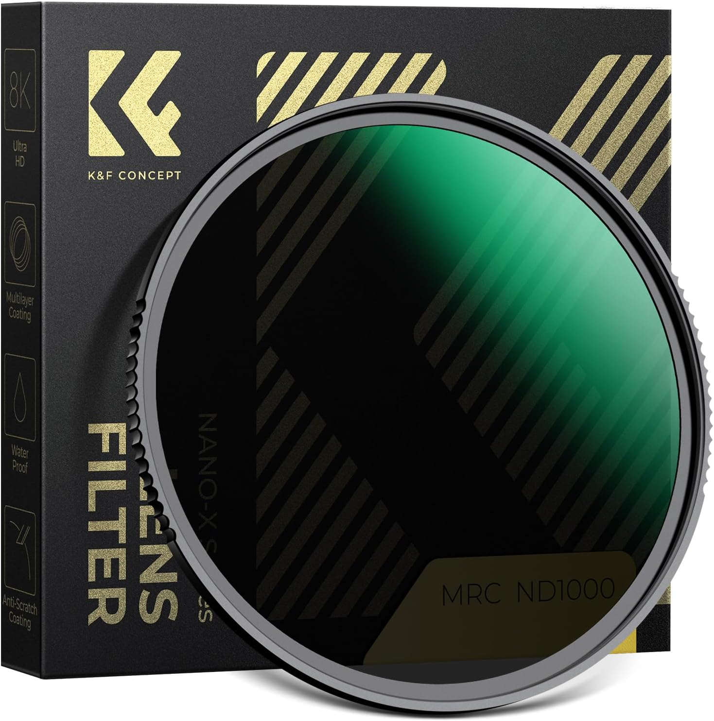 K&F CONCEPT 49Mm ND1000 (10-Stop Fixed Neutral Density) ND Filter with 28 Multi-Coated Optical AGC Glass Waterproof Camera Lens Filter- for Long Exposure Photography (Nano-X Series) image number 1