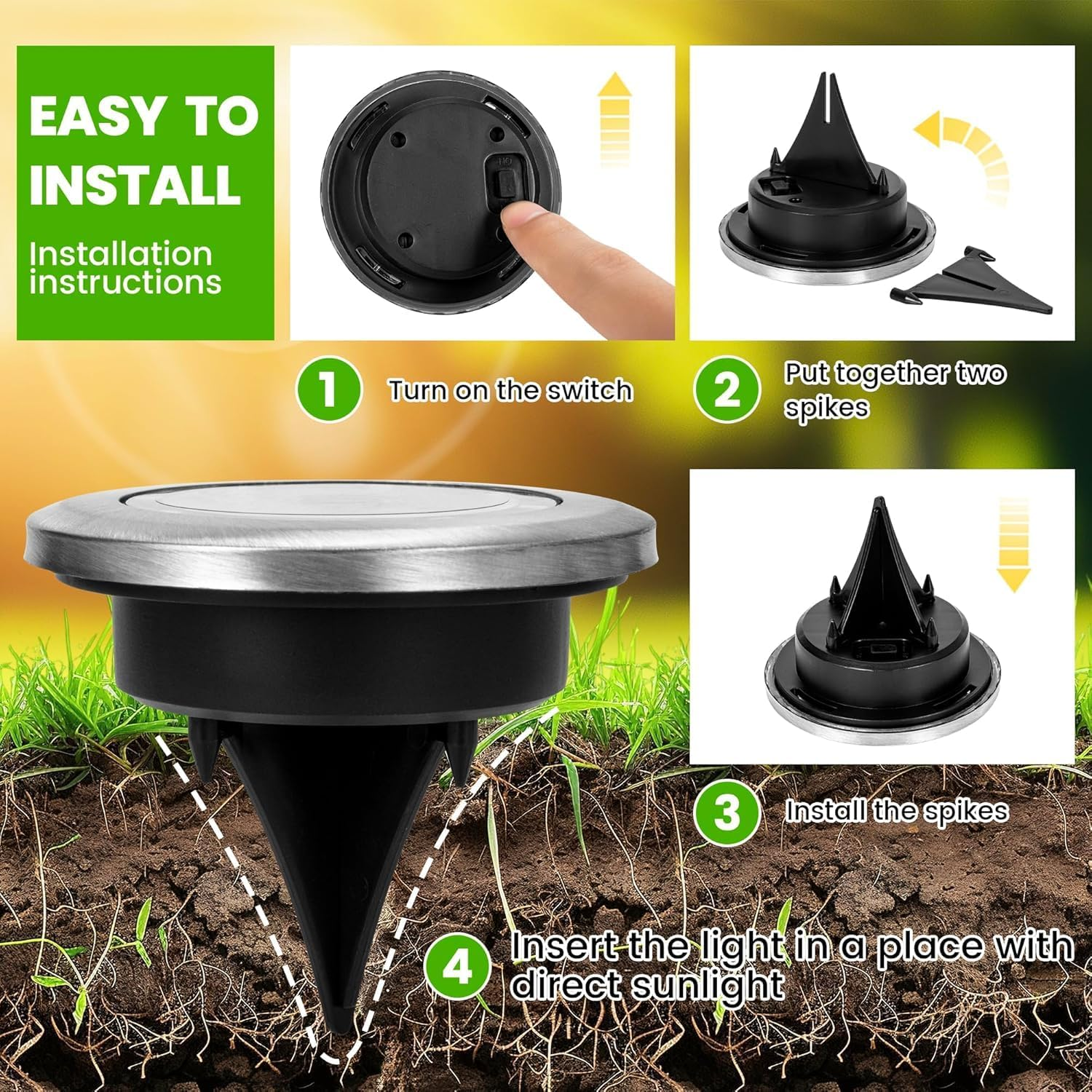 Solar Ground Lights, Waterproof Garden Lights Outdoor 12 Pack, Upgraded Solar Garden Lights, In-Ground Lights LED Landscape Lighting for Pathway Patio Walkway Yard Lawn Deck, Warm White