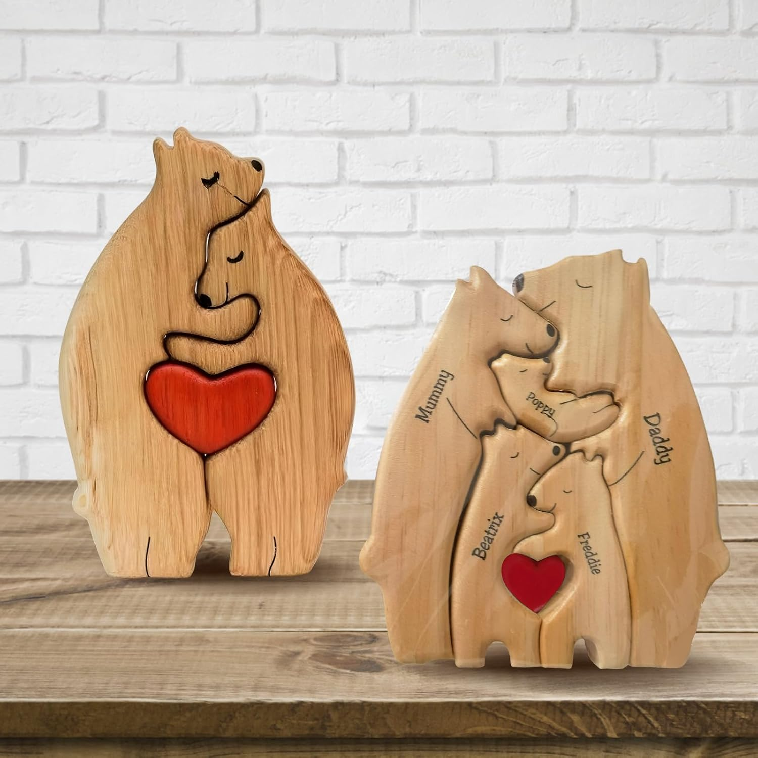 Wooden Bears Puzzle, Custom Name Sculpture, Birthday Gifts for Kids, Family Memorial Gifts image number 6