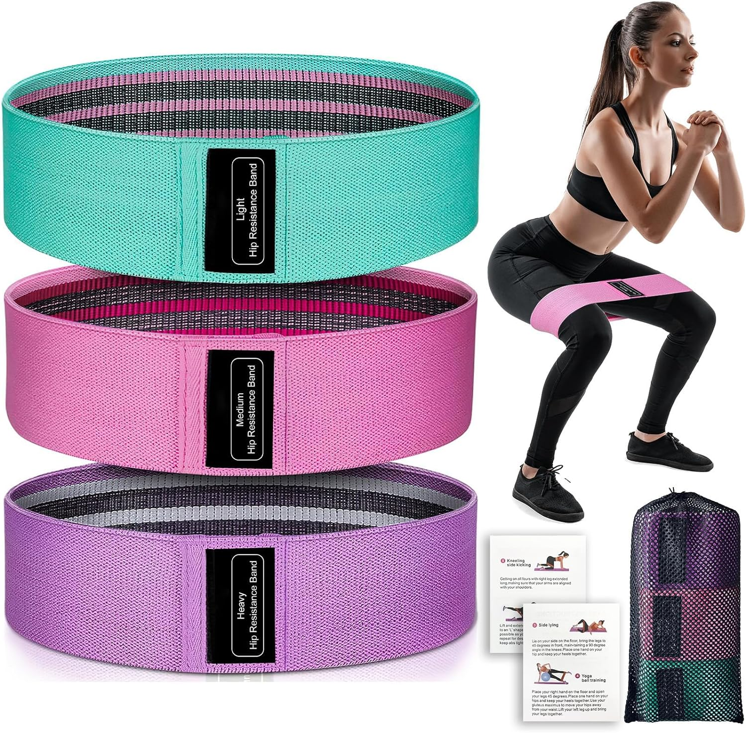 Resistance Bands Set for Working Out, Exercise Bands with 5 Resistance Levels, Skin-Friendly Elastic Bands with Carrying Pouch for Home Workout, Strength Training, Yoga, Pilates image number 3