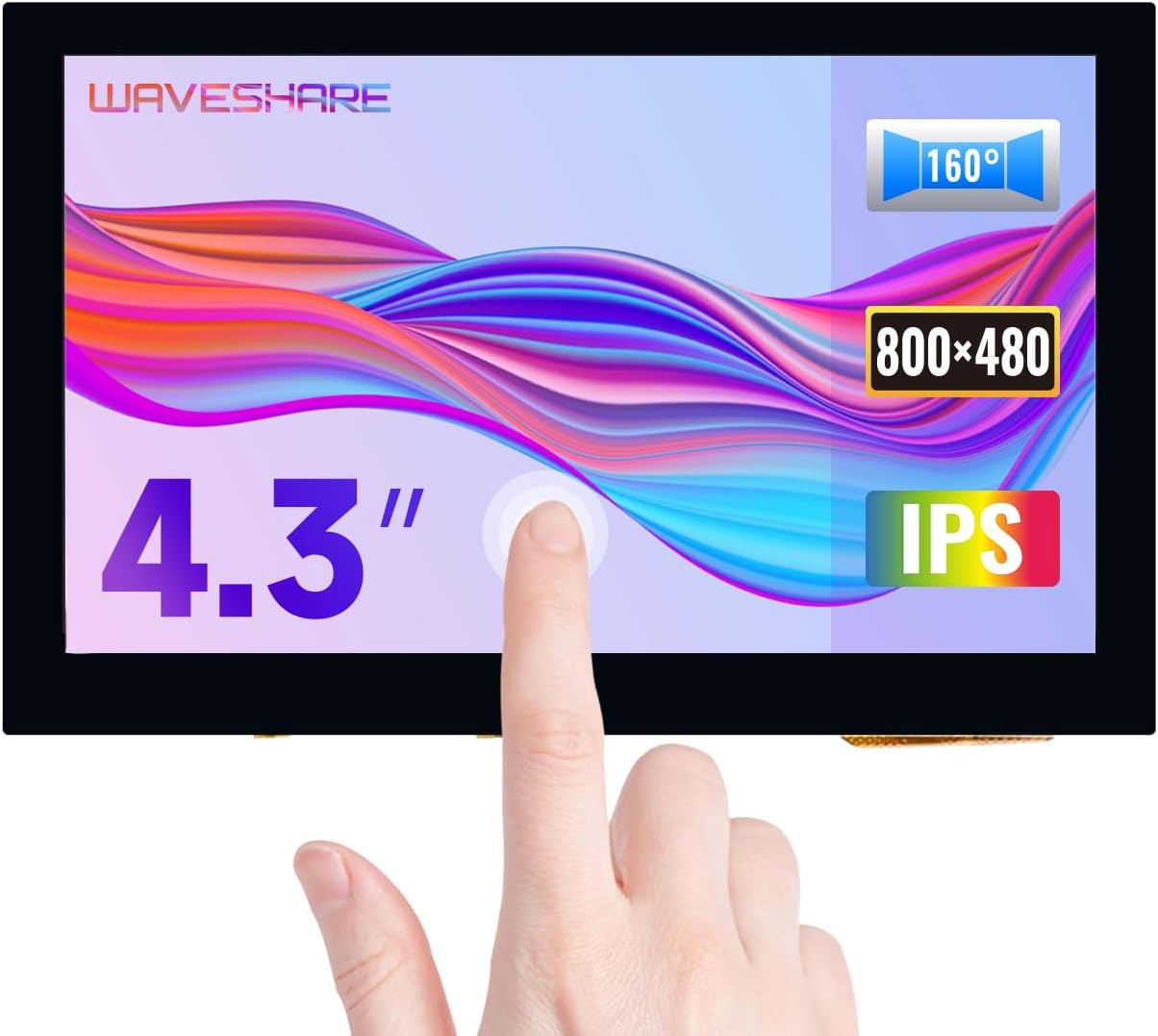 Waveshare 4.3Inch Capacitive Touch Small Display Compatible with Raspberry Pi 5/4B/3B+/3A+/3B/2B/B+/A+ CM3/3+ with IPS Wide Angle MIPI DSI Interface image number 3