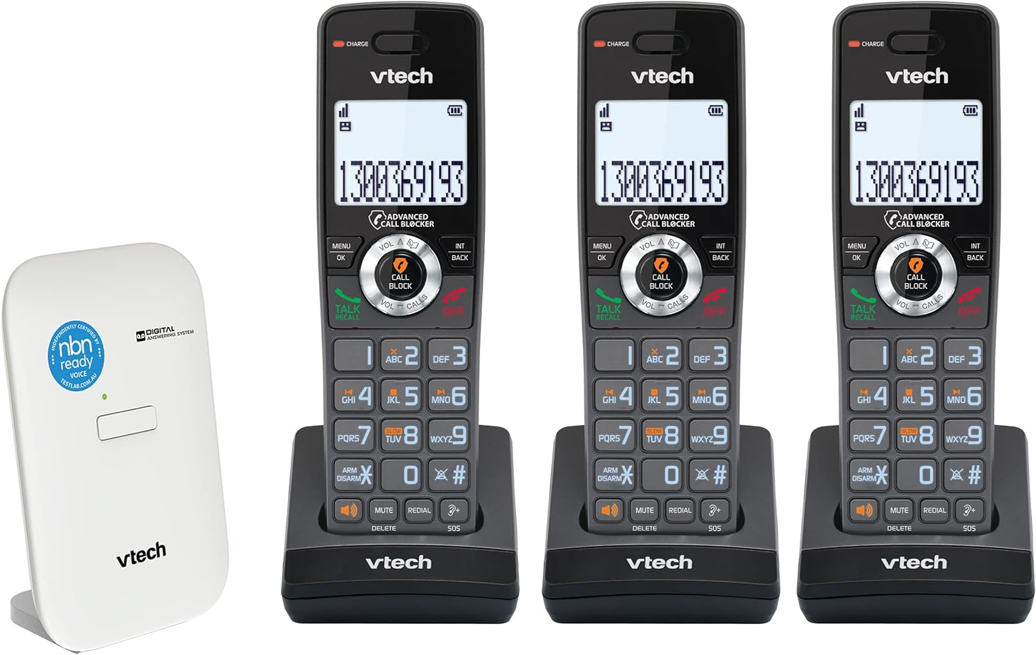 Vtech Executive Cordless Bundle - NBN Ready Phone System - 3 Handsets - Black