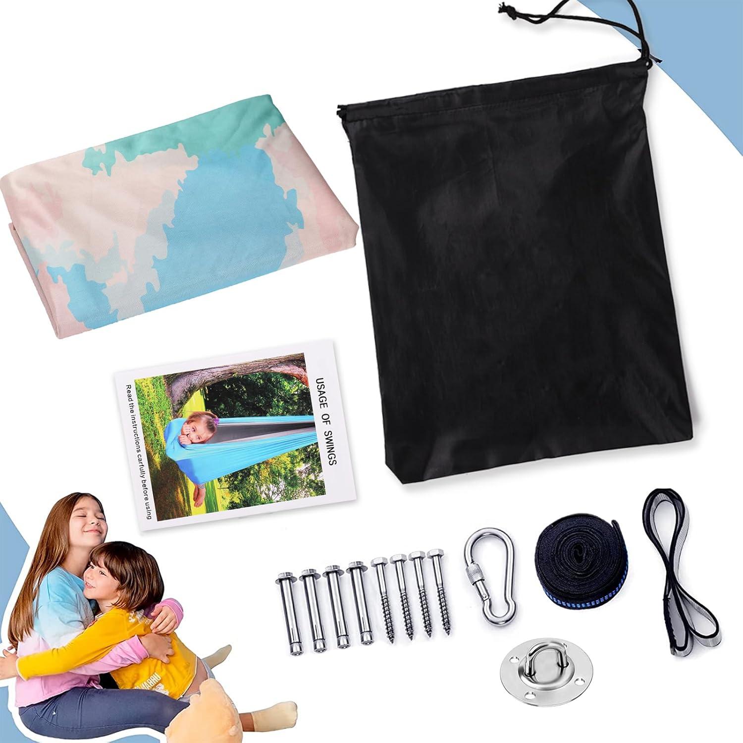 Visuivit Sensory Swing for Kids, Therapy Swing Indoor Outdoor, Healing & Relaxing Cuddle Indoor Swings for Kids with Autism, ADHD, Sensory Processing Disorder (Rainbow, Single Layer) image number 2