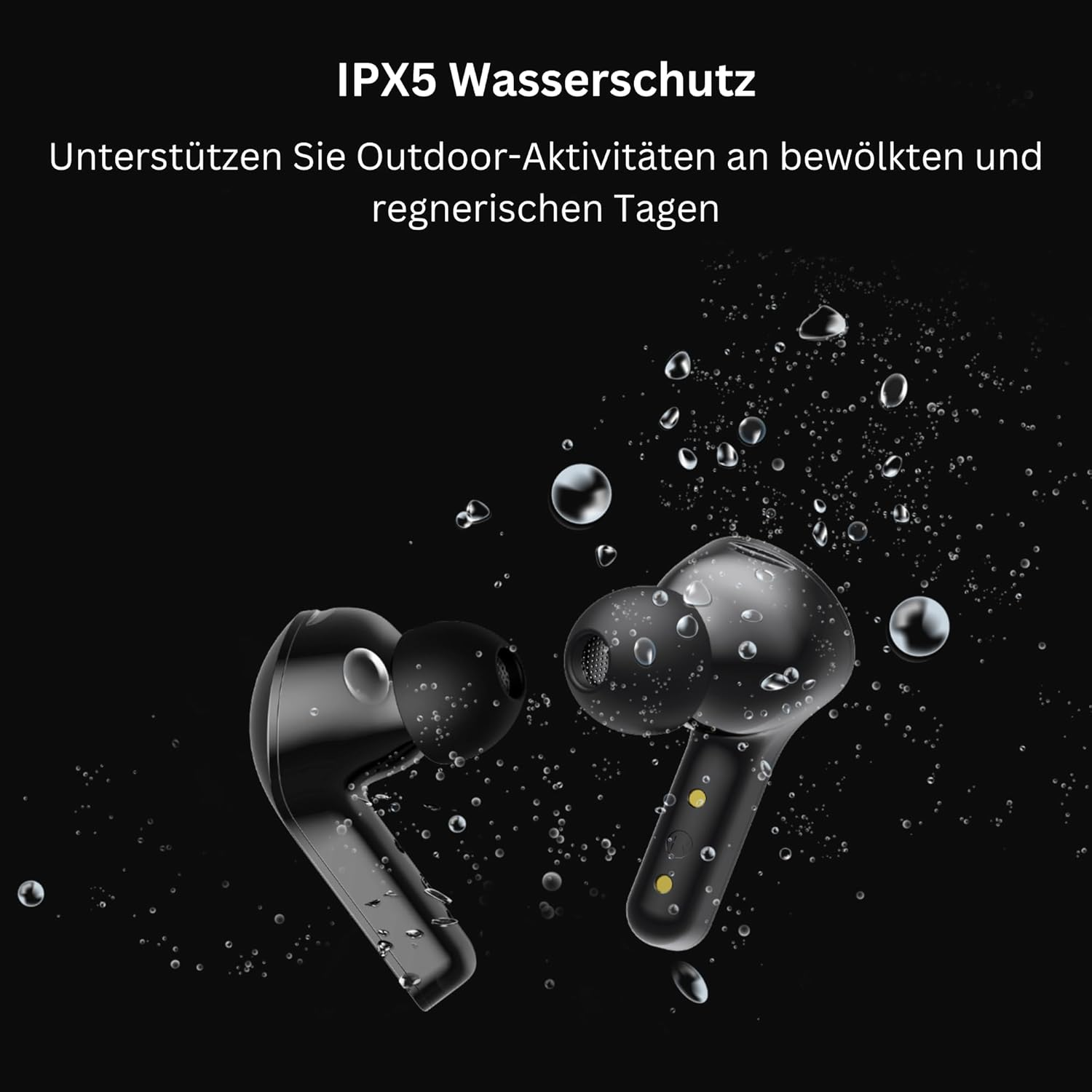 FRIAS Bluetooth Headphones In-Ear Headphones Wireless up to 6 Hours Battery Life Earbuds Suitable for Apple, Android Wireless Headphones Water-Repellent Noise Cancelling, Eqsmart, IPX5