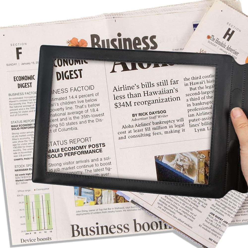 4 PCS A4 Full Page Magnifier Sheet Magnifying Glass Reading Aid Lens 3X Big for Seniors Old Mom Dad (Black) image number 5