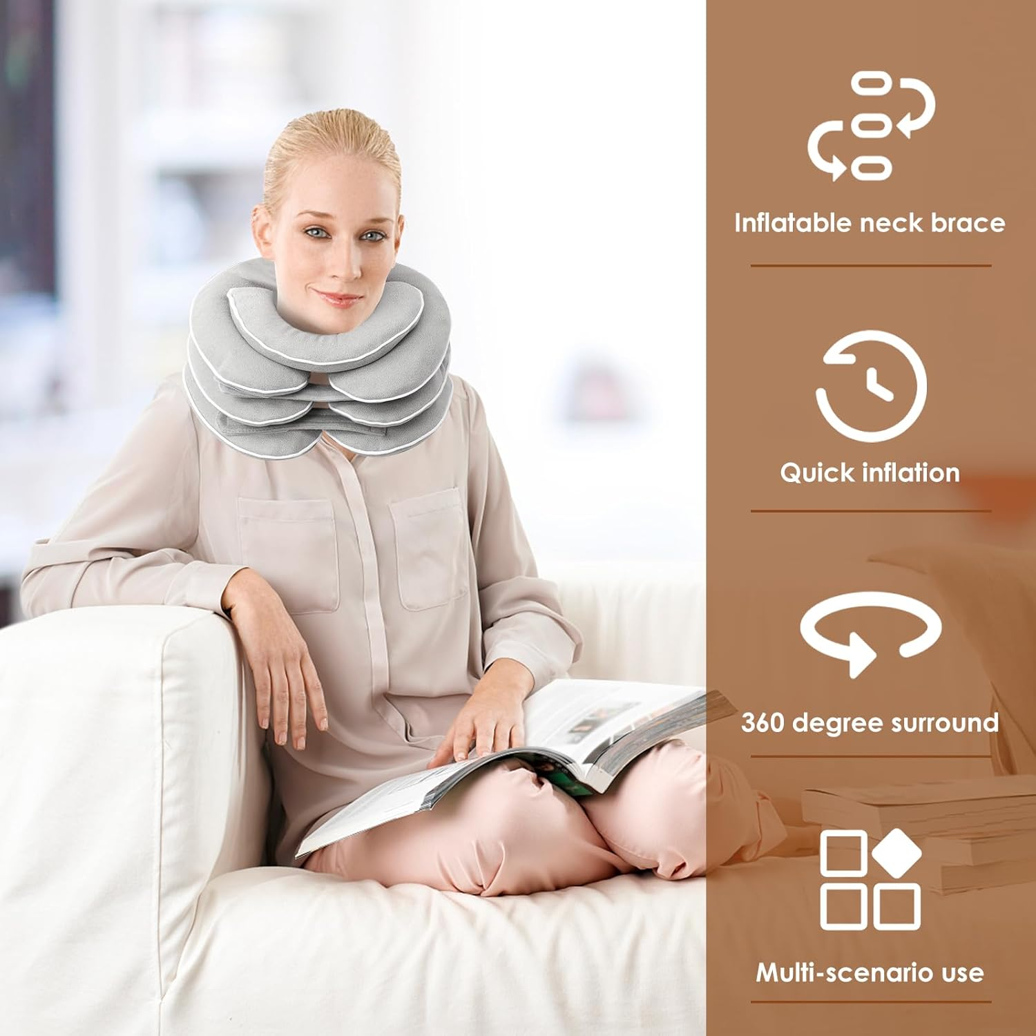 Neck Stretcher with Neck Brace, Inflatable Cervical Traction Device, Neck Relief Tool for Driving, Office, Home Use image number 2