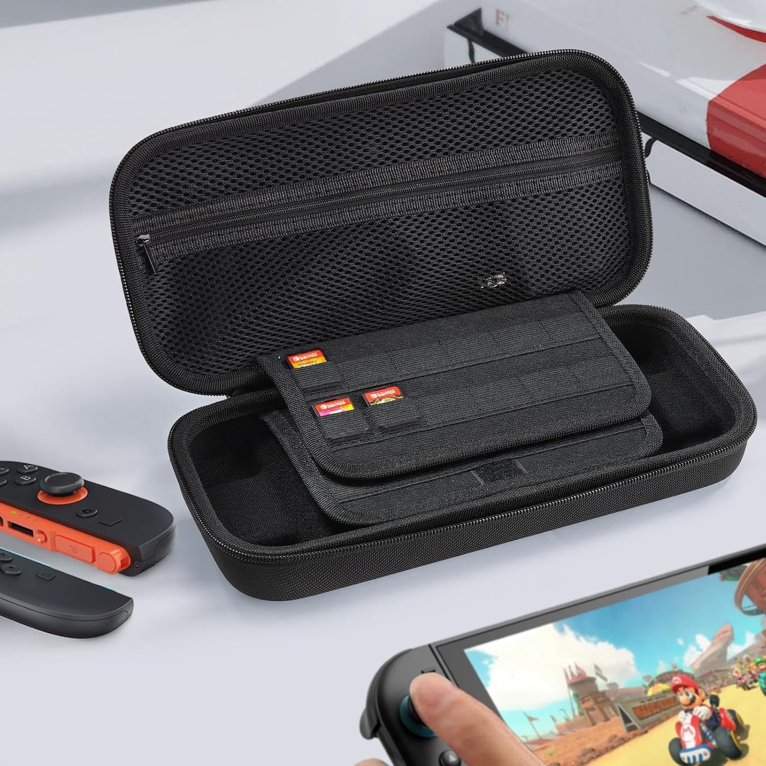 TUCANA Carry Pouch Case Compatible with Nintendo Switch 2 (2025), Switch 2 Portable Hard Travel Case with Pockets and 20 Game Cartridges for Switch 2 Accessories, Black, Solide image number 5