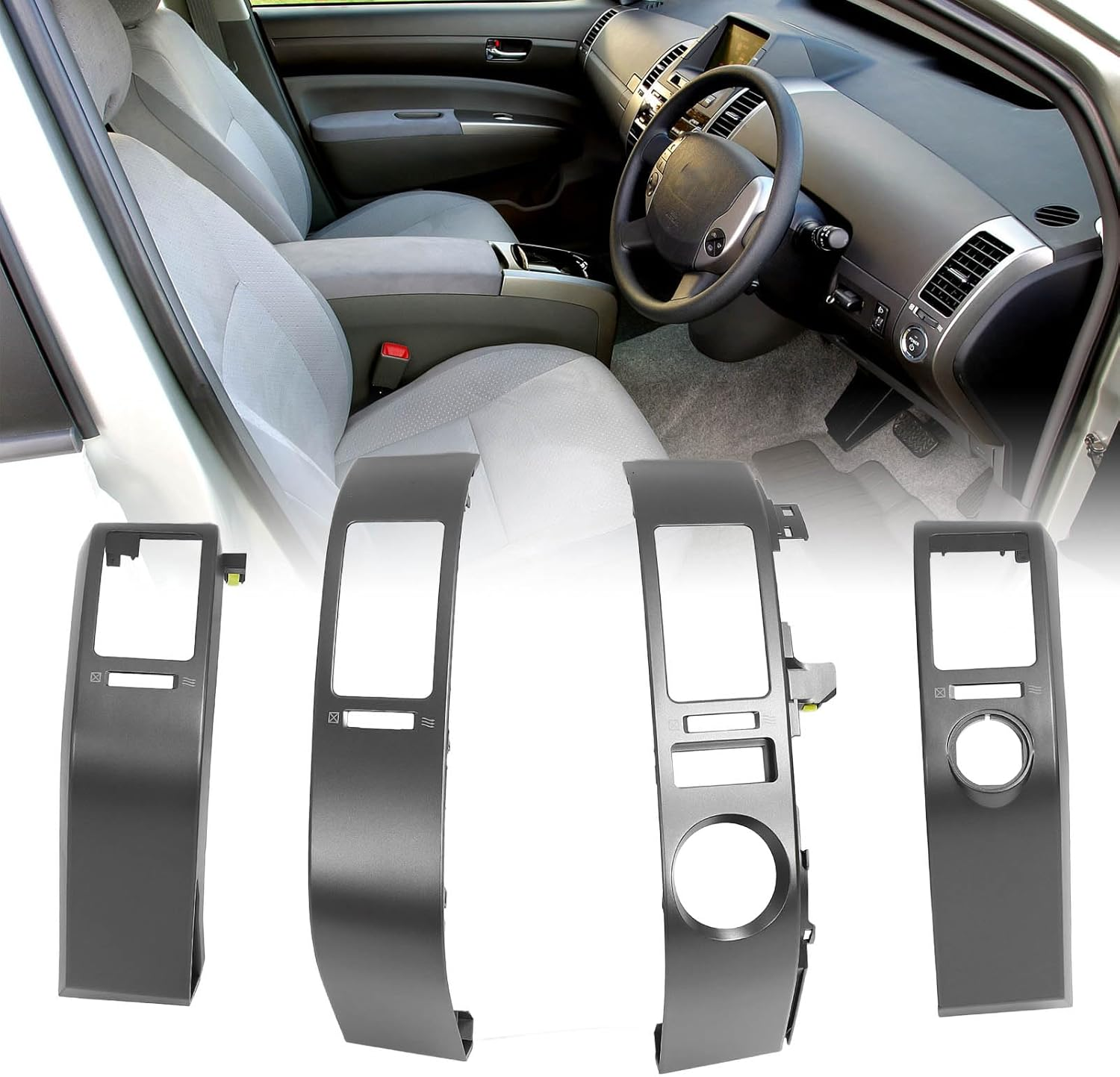 A/C Dash Air Vent Trim Panel, Air Vent Outlet Frame Cover, Compatible with Prius 1.5L 2004-2009, Replaces# 55670-47060, 55680-47020, 55062-47010, 45564-37020, 4Pcs image number 4