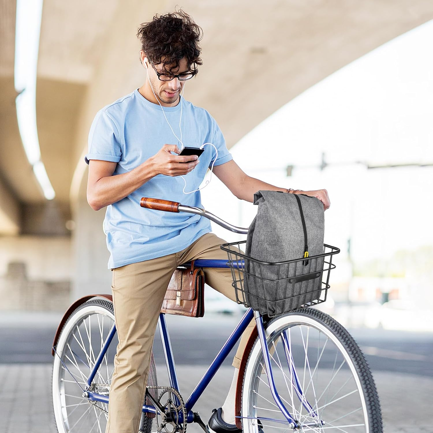 BESPORTBLE Bike Basket, Removable Metal Bicycle Rack Cargo Basket for Most Mounted Bike Rack image number 5