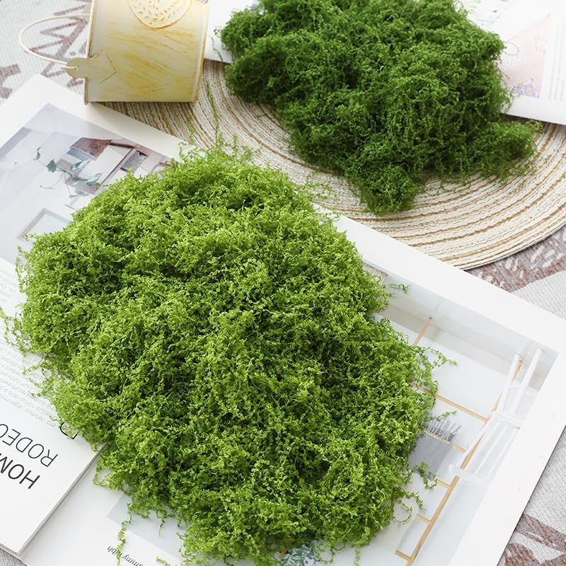 100G Fake Moss Artificial Moss, Simulated Moss, Landscape Moss, Turf Artificial Moss,Synthetic Moss,Moss for Planters,Green Moss Faux Moss for Potted Plant (Light Green) image number 5