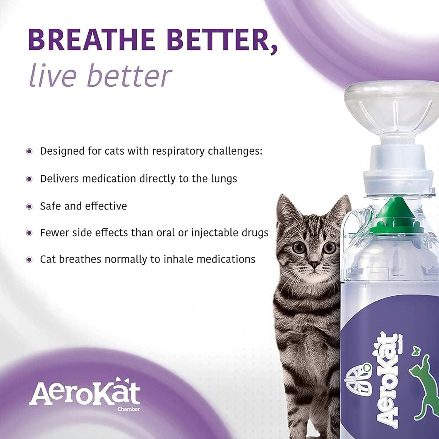 AEROKAT Cat Asthma Aerosol Chamber &ndash; Easy to Use Inhaler Spacer &ndash; Asthma Relief for Cats &ndash; Asthma Spacer Compatible with Metered Dose Inhalers (MDI) for Allergies & Cat Wheezing &ndash; Fits All Breeds image number 4