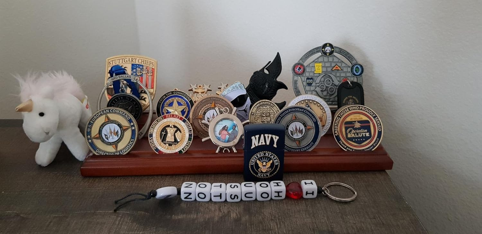 Military Challenge Display Coin Holder Stand Walnut Finish CN7 - Walnut Finish image number 3