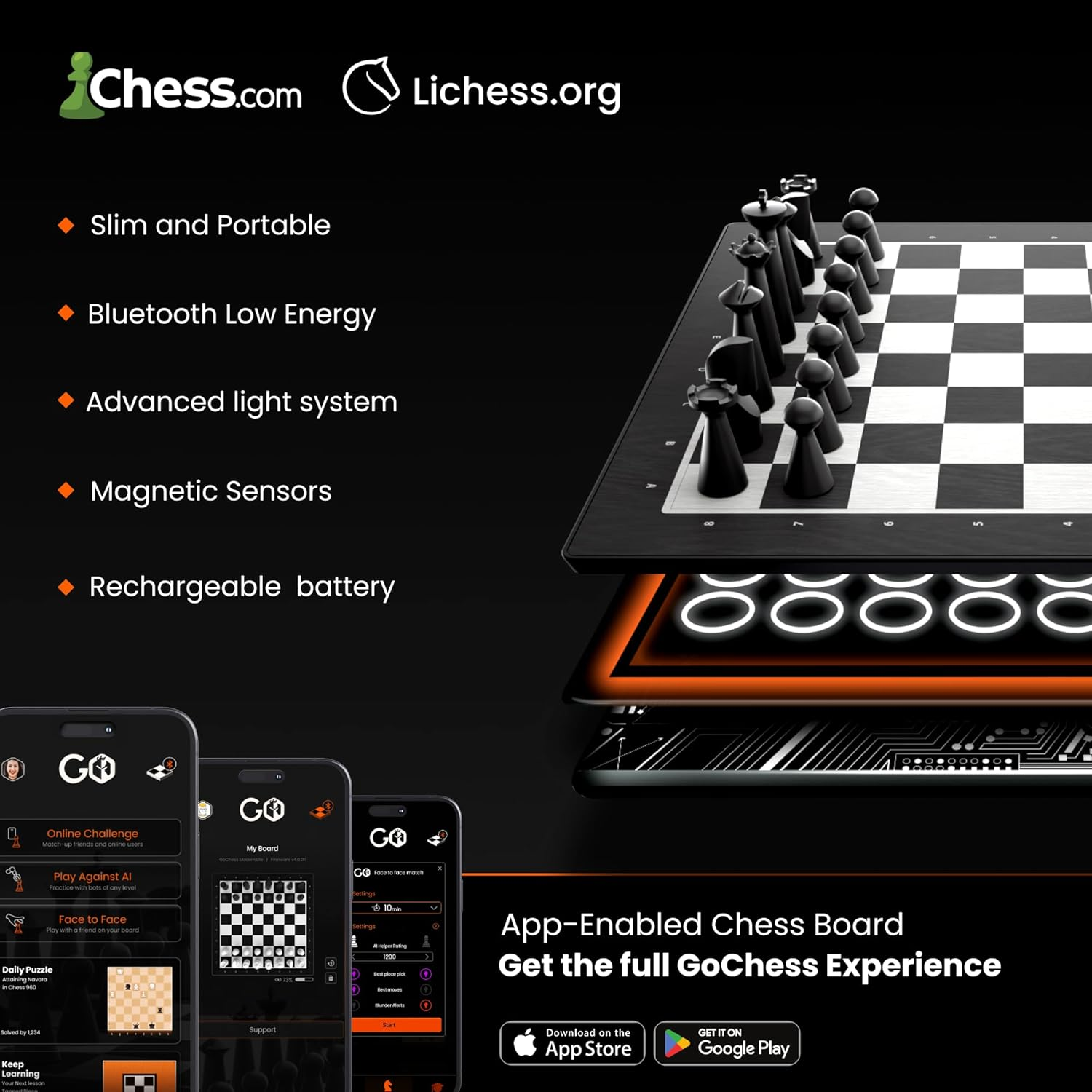 Gochess Mini - AI Electronic Chess Board Game, Light up Chess Set for Adults & Kids for All Skill Levels with Online Play App - Perfect for Smart Board Games Lovers image number 6
