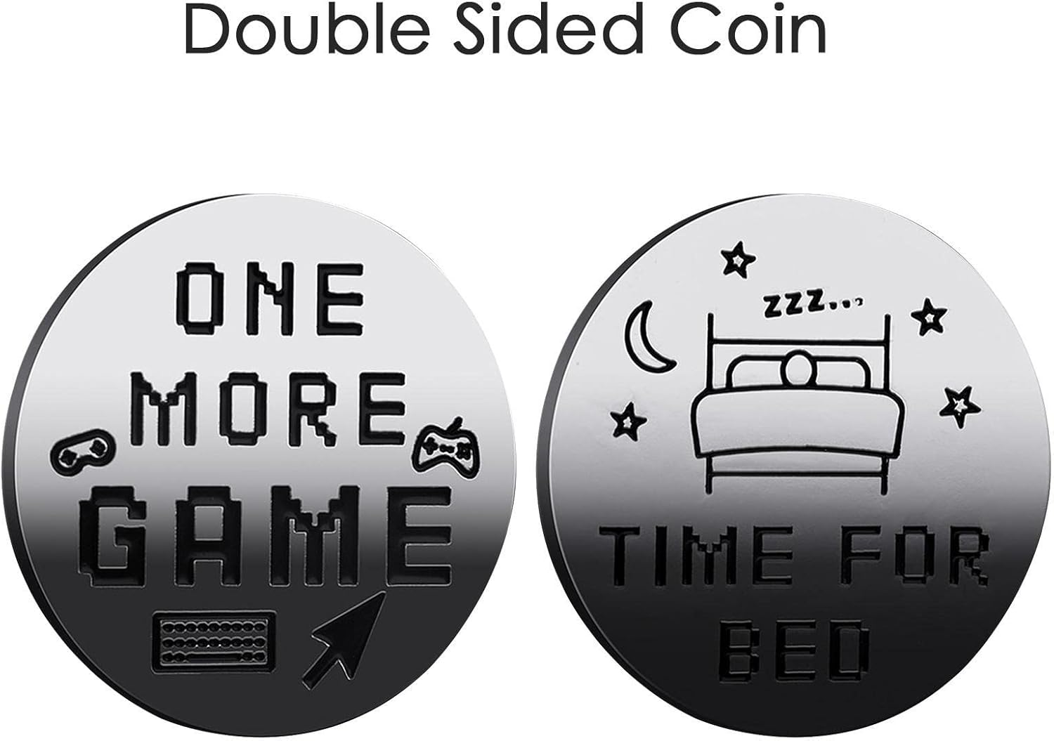 Gamer Decision Making Flip Coin, 1 More Game/Time for Bed Double Sided Coin, Flip Coin for Teens Boy Girl Gamer, Decision Maker image number 5