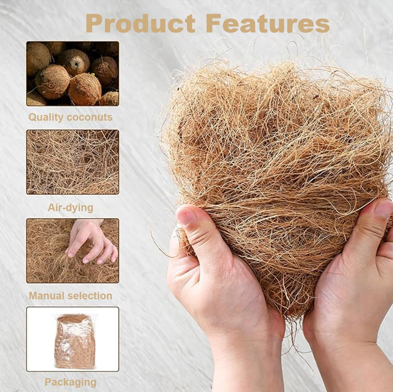 100G Nest Breeding Mat,Bird Nesting Material,Nest Coconut Fiber,For Bird Pet Nesting Supply Palm Brown Silk,Bedding Substrate for Laying Eggs,Small Animal Bedding Nesting Protect